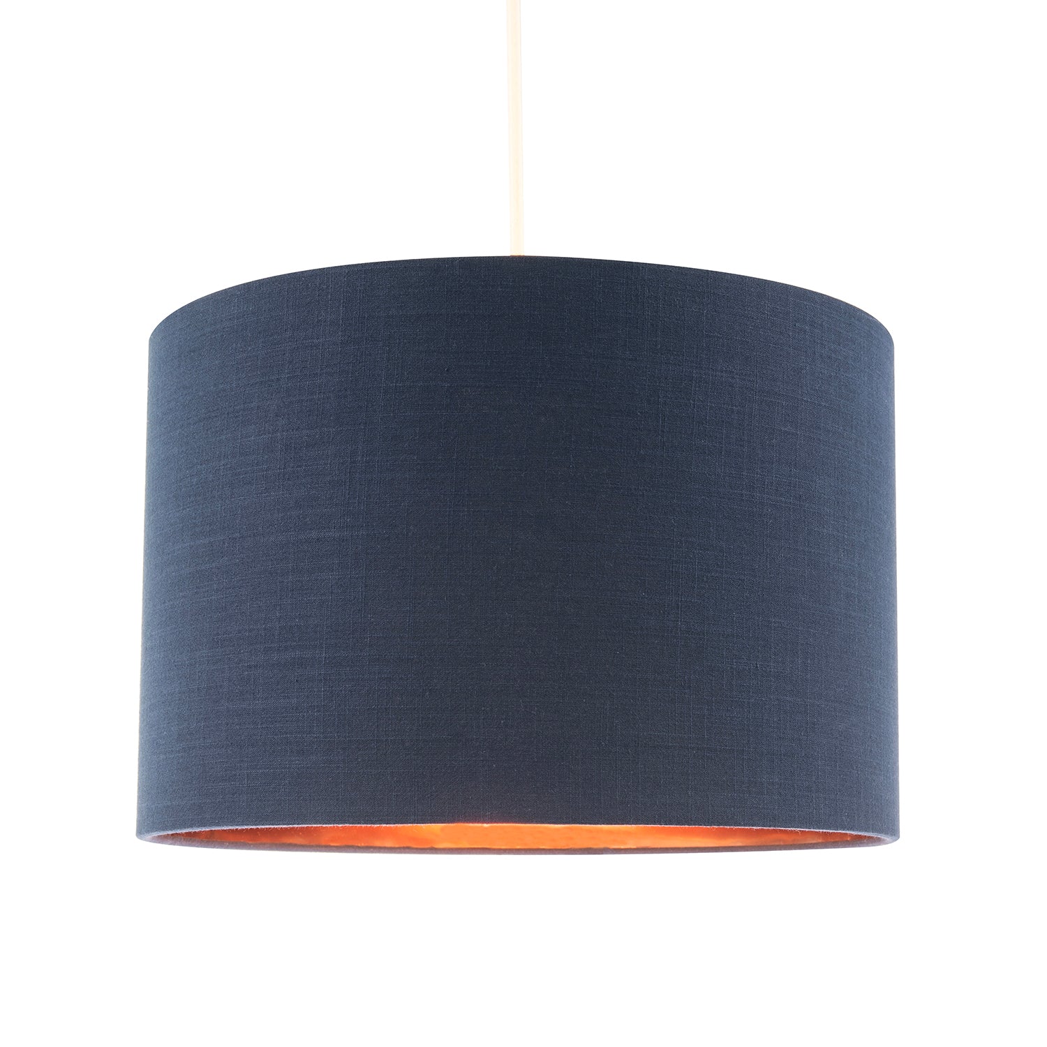 Modern Midnight Blue Cotton Lamp Shade with Brushed Gold Inner Lining Image 2