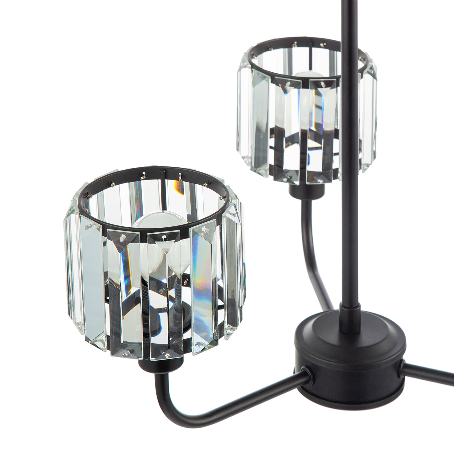 Modern Black Ceiling Light Fitting with Clear Crystal Glass Rods on Three Shades Image 5