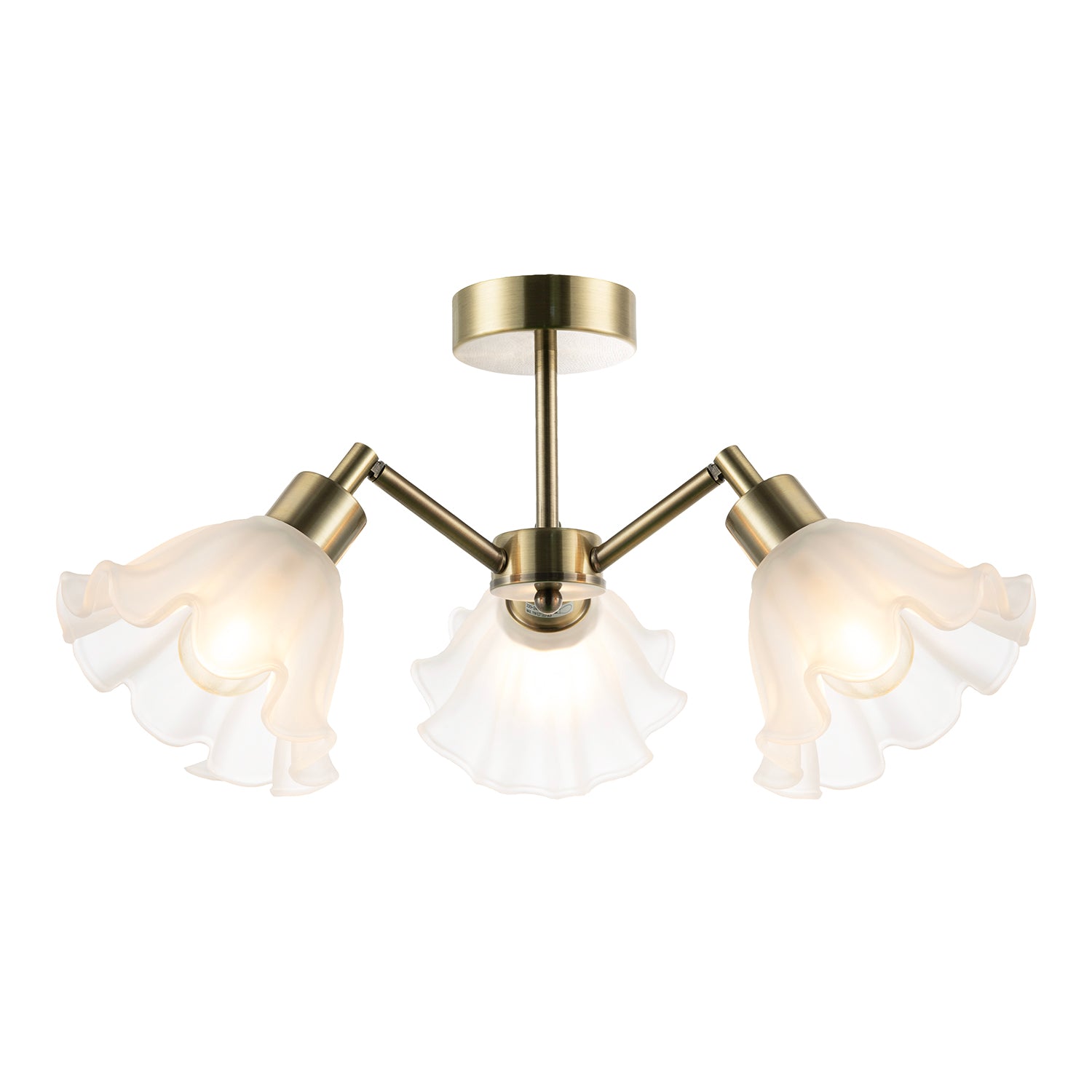 Traditional Ceiling Light Fitting with Frosted Scallop Glass Shades Image 2