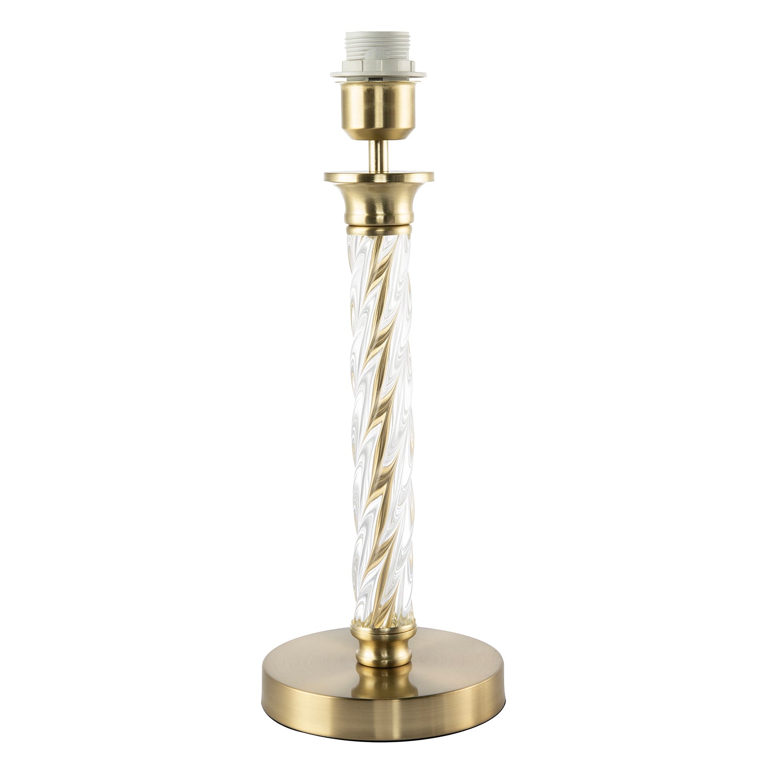 Satin Gold Table Lamp Base with Twisting Clear Glass Designer Feature Image 1