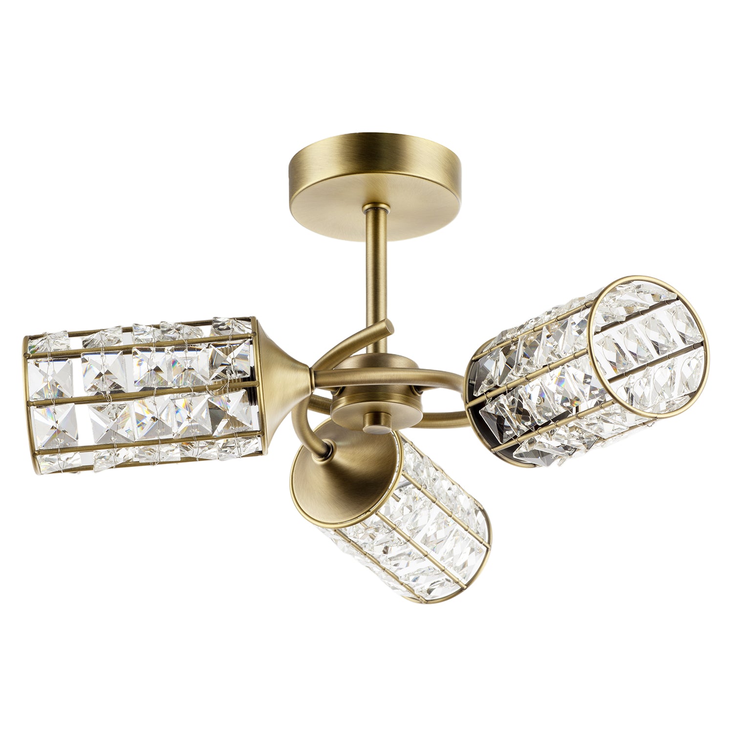 Antique Brass Ceiling Light with Cylindrical Acrylic Beaded Shades Image 1