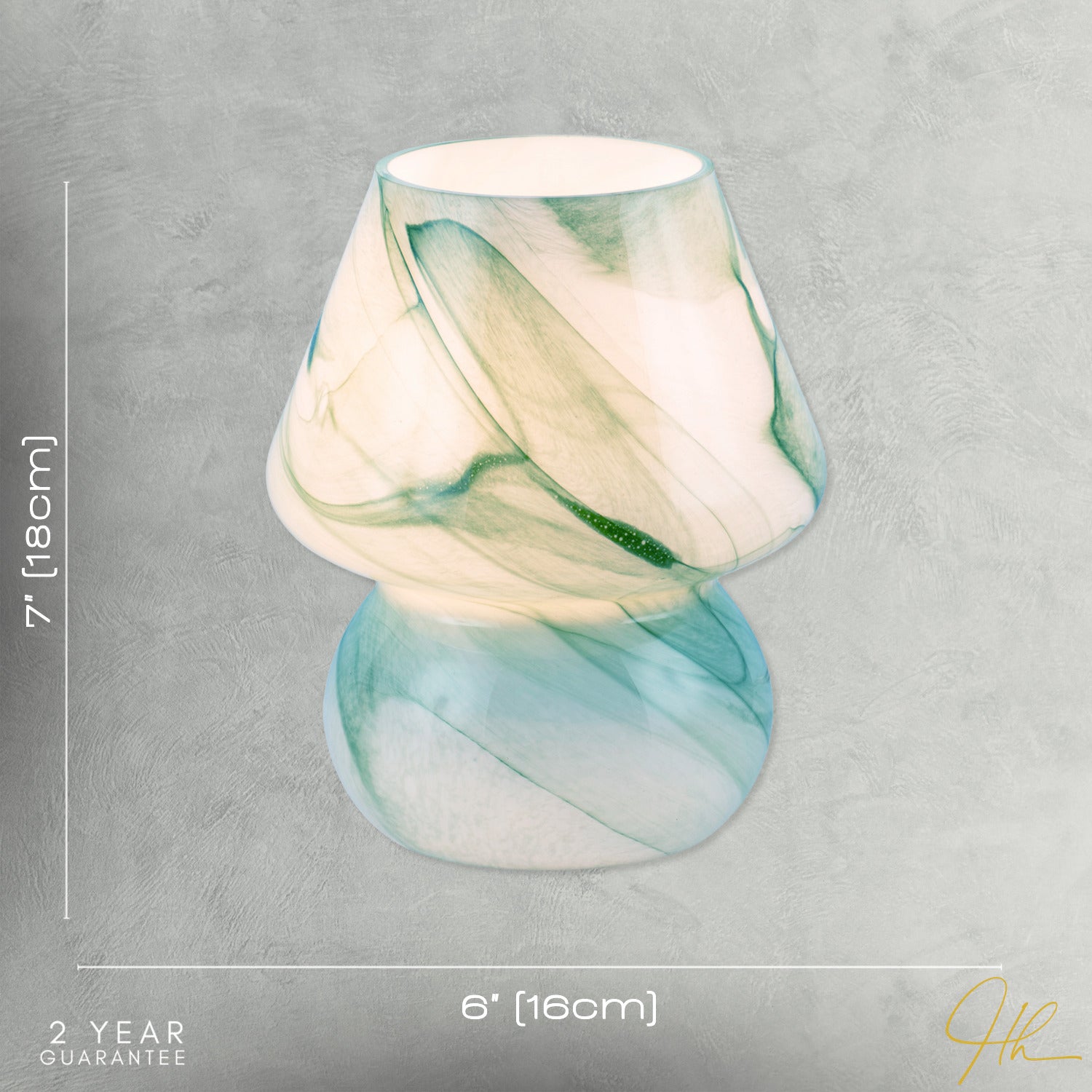 Modern Mini Mushroom Glass Table Lamp with Blue Teal Effect Pattern Image 7