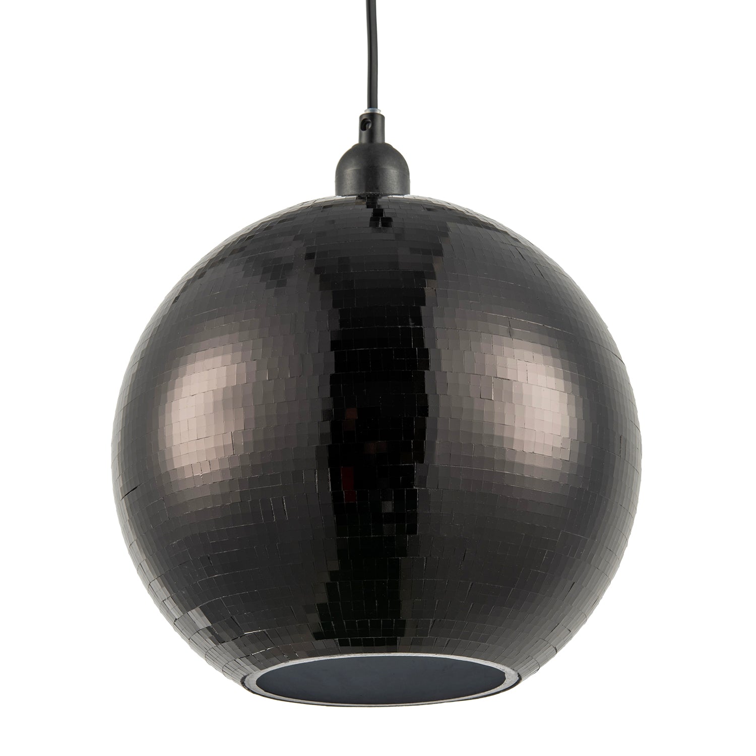Modern Shiny Disco Mosaic Ball in Mirrored Black Tiles Retro Style Image 1
