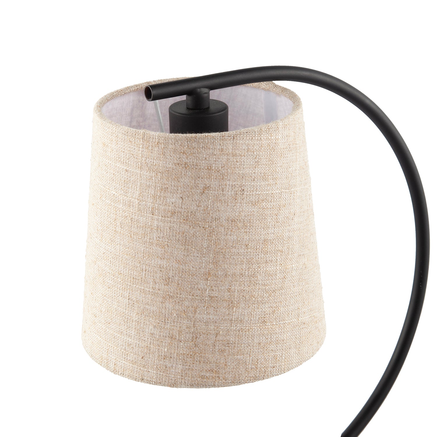 Chic Black Table Lamp with Oatmeal Natural Textured Linen Fabric Shade Image 4