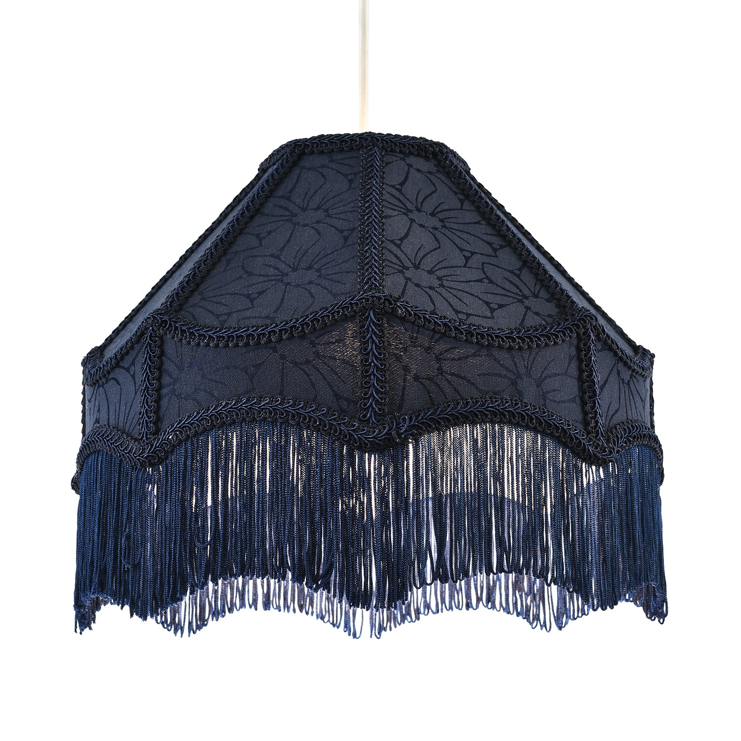 Classic Victorian Style Empire Pendant Shade in Midnight Blue Fabric Image 1