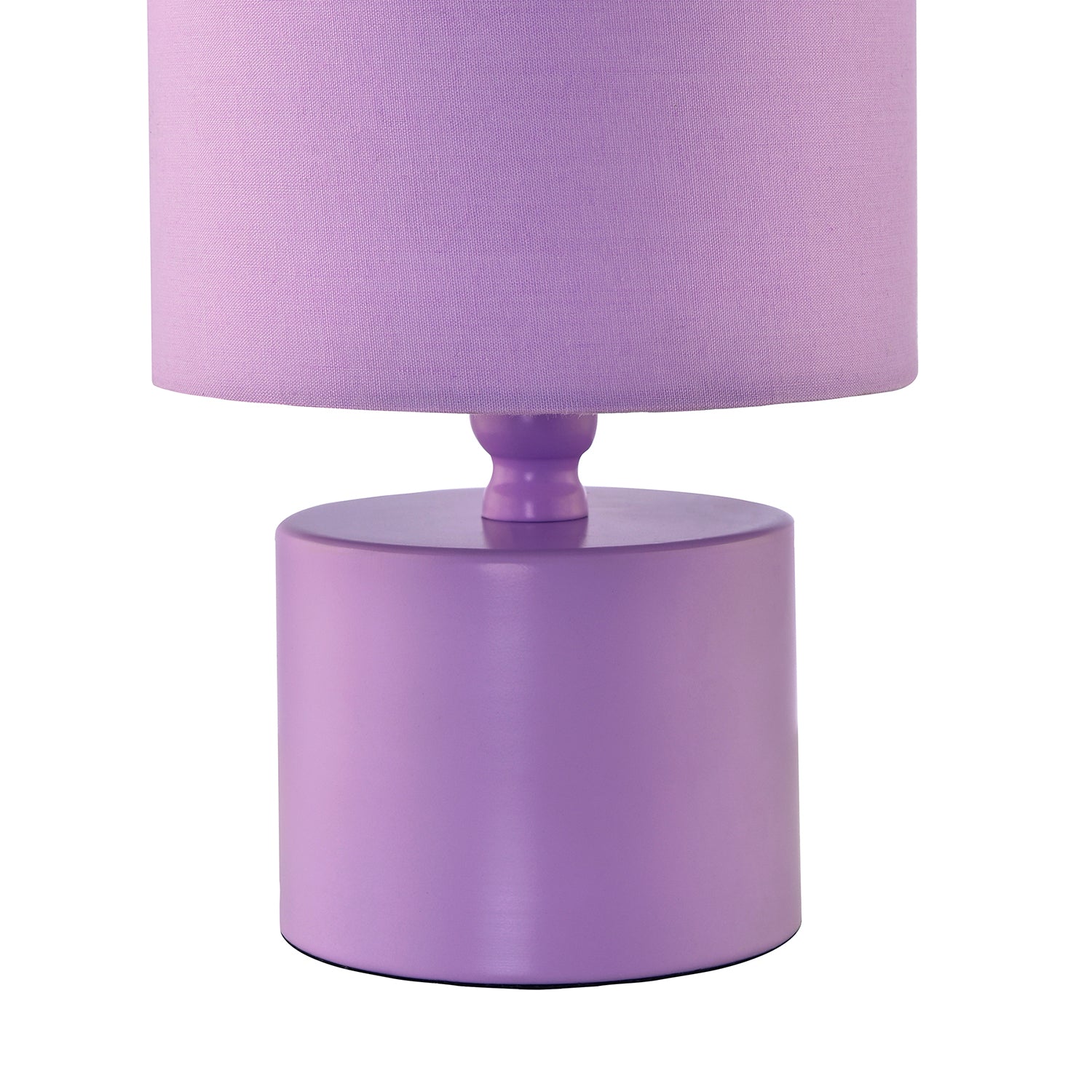 Modern Soft Lilac Glossy Table Lamp with Cotton Fabric Drum Shade Image 3