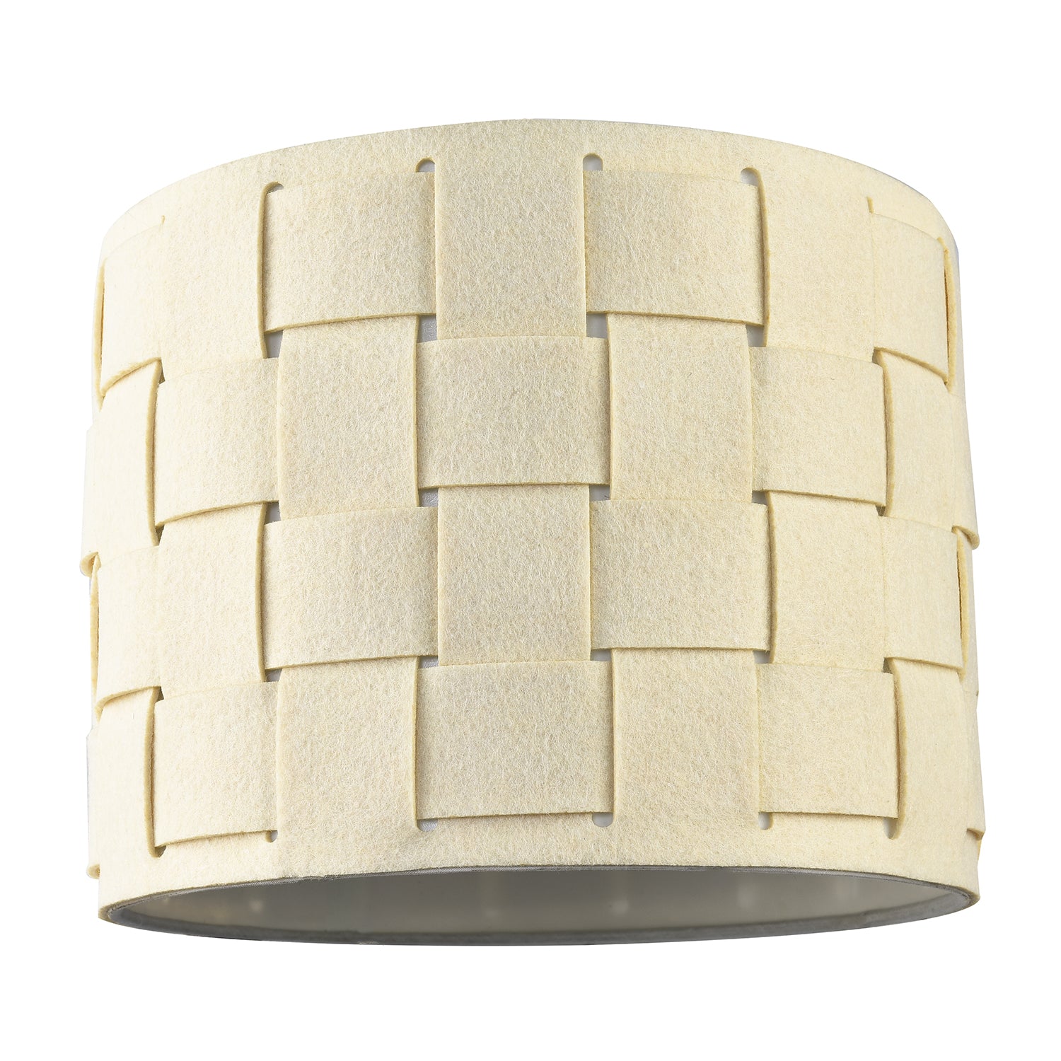 Modern Designer Woven Cross Hatch Felt Drum 10 Inch Lamp Shade in Soft Cream Image 1