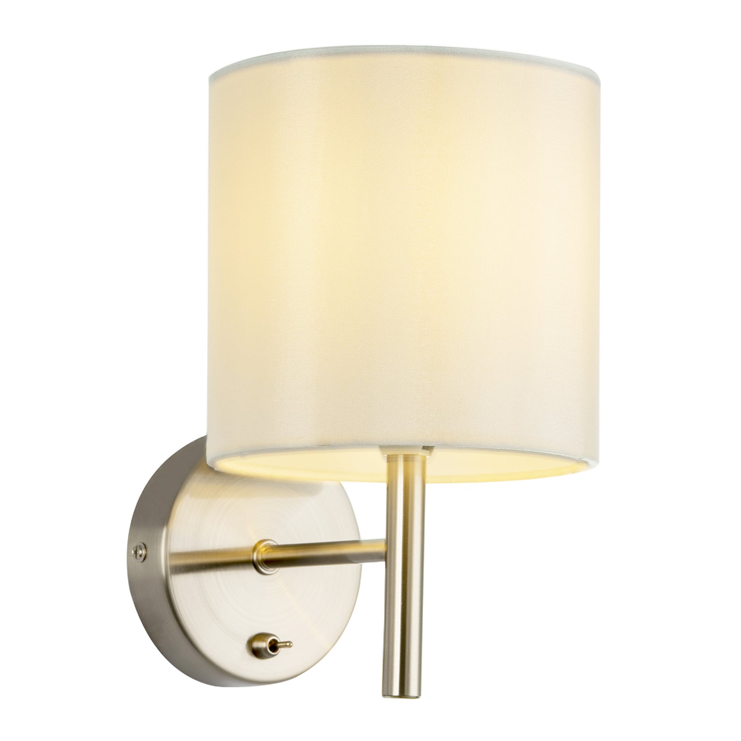 Modern Bedside Wall Lamp in Satin Nickel with Toggle Switch and Shade Image 2