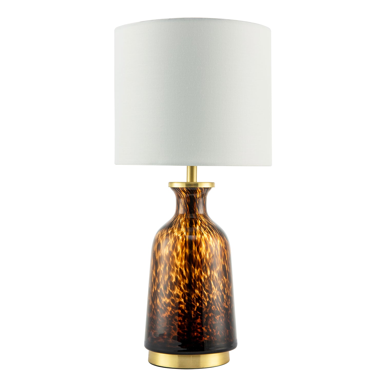 Modern Amber and Black Snowflake Speckle Glass Table Lamp with Shade Image 1