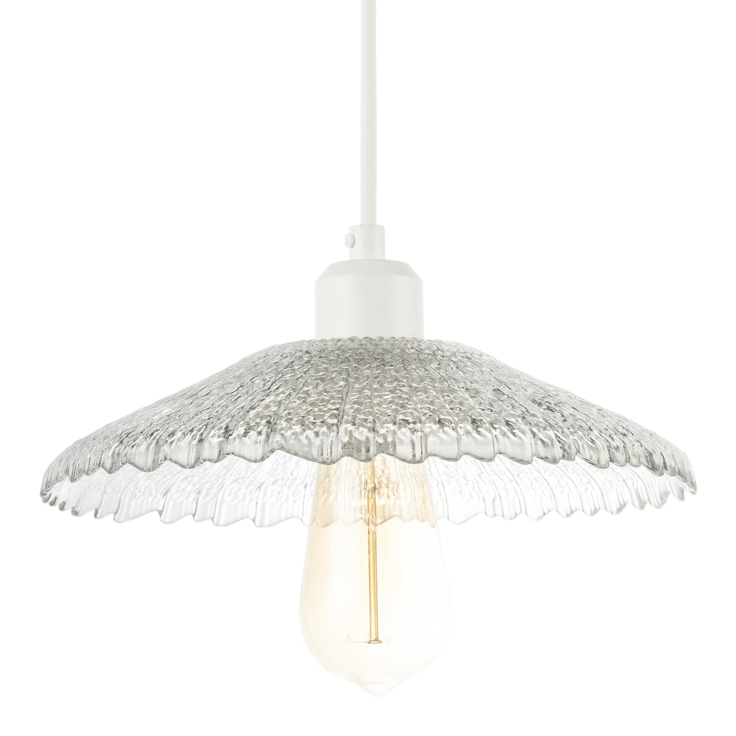 Textured Glass Pendant Shade with Mushroom or Parasol Silhouette Shape Image 1