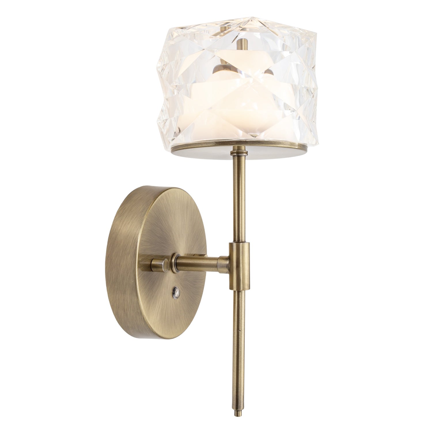 Antique Brass Wireless Touch Dimmable Wall Light with Acrylic Patterned Shade Image 2