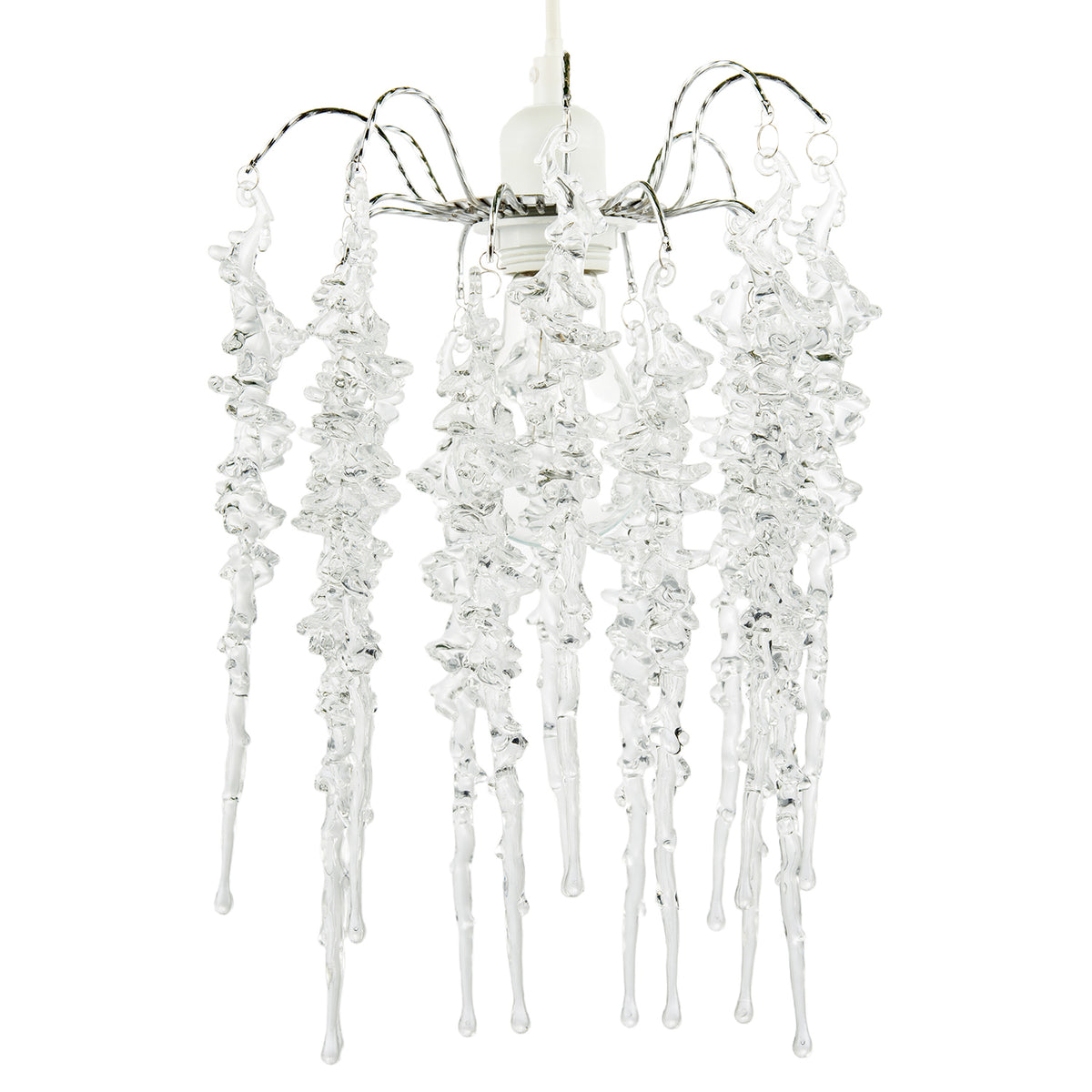 Waterfall Style Pendant Light Shade with Cascading Clear Icicle Drops Image 1