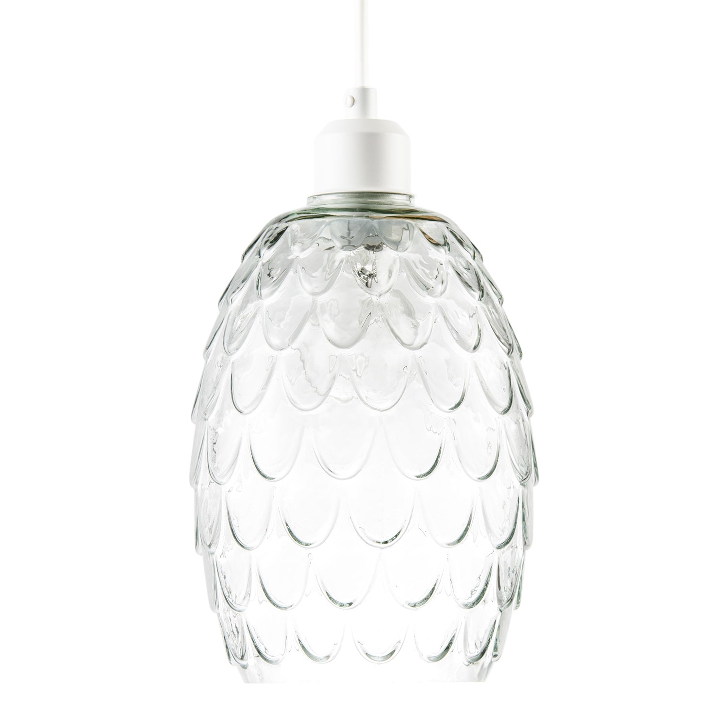 Modern Clear Embossed Glass Pendant Light shade with Scalloped Pattern Image 1