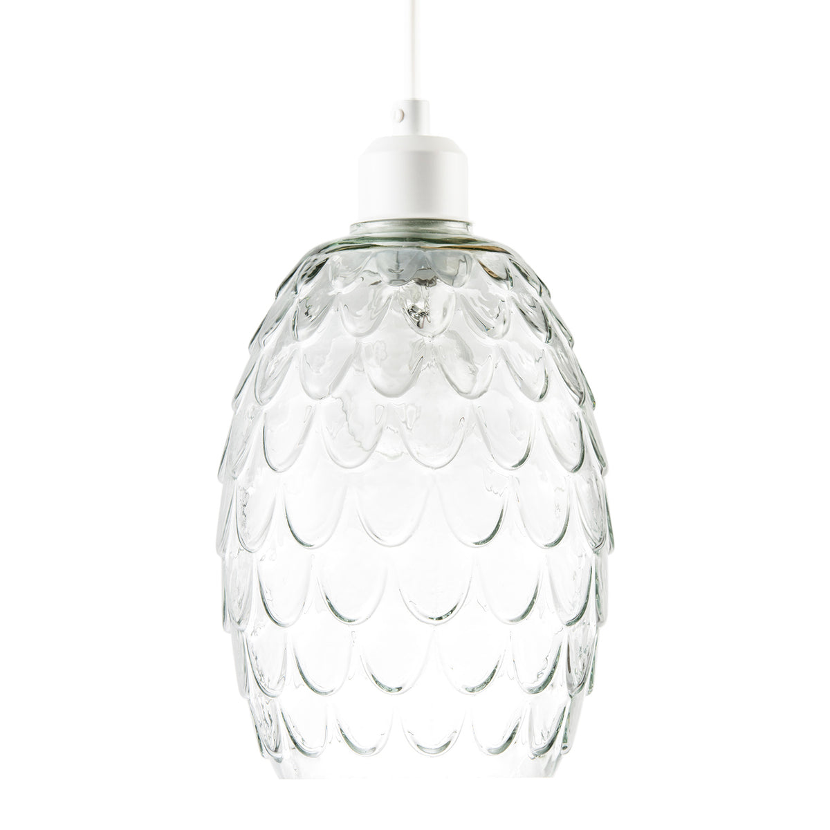 Modern Clear Embossed Glass Pendant Light shade with Scalloped Pattern Image 1