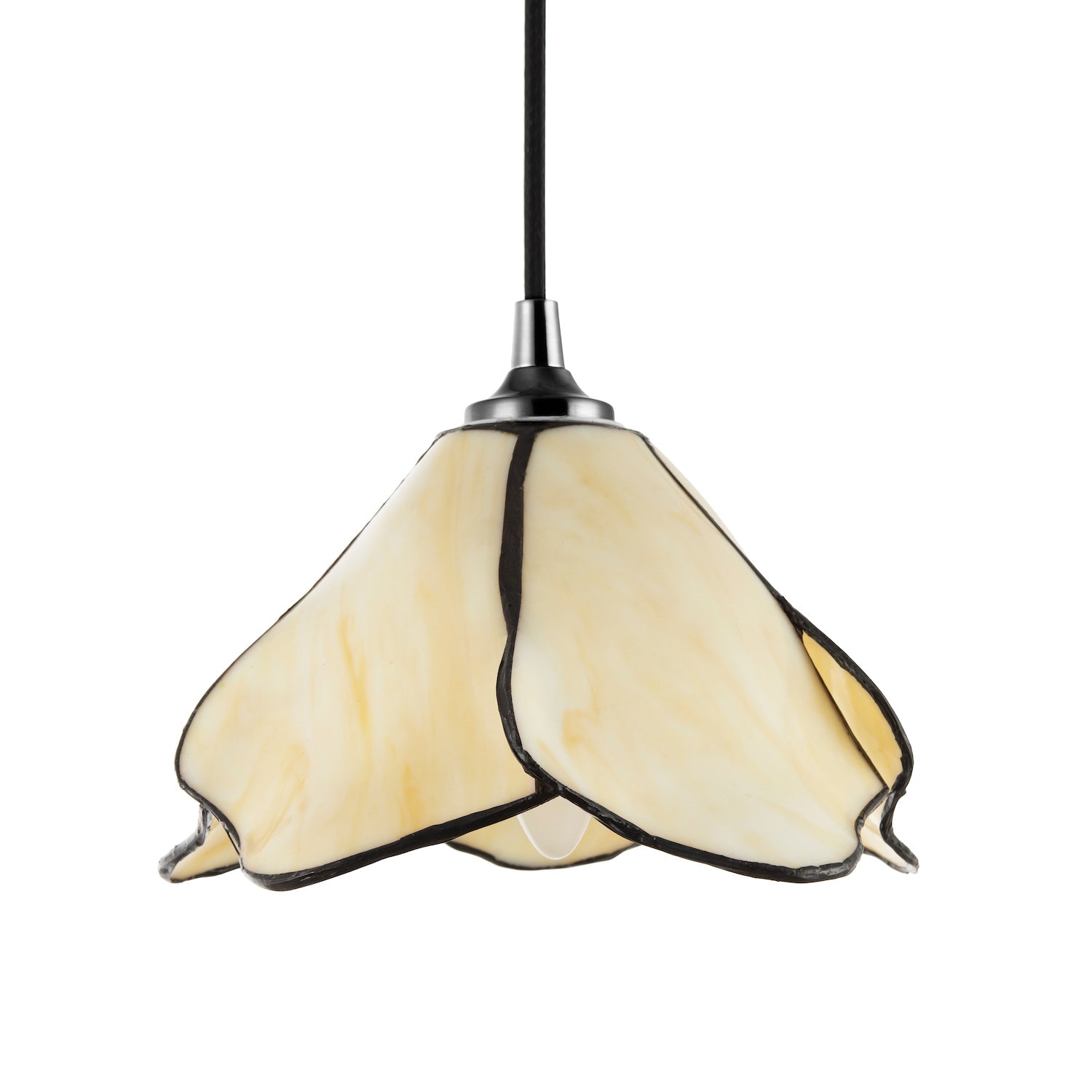 Elegant Designer Pendant Lighting Shade with Amber Cream Glass Floral Petals Image 2