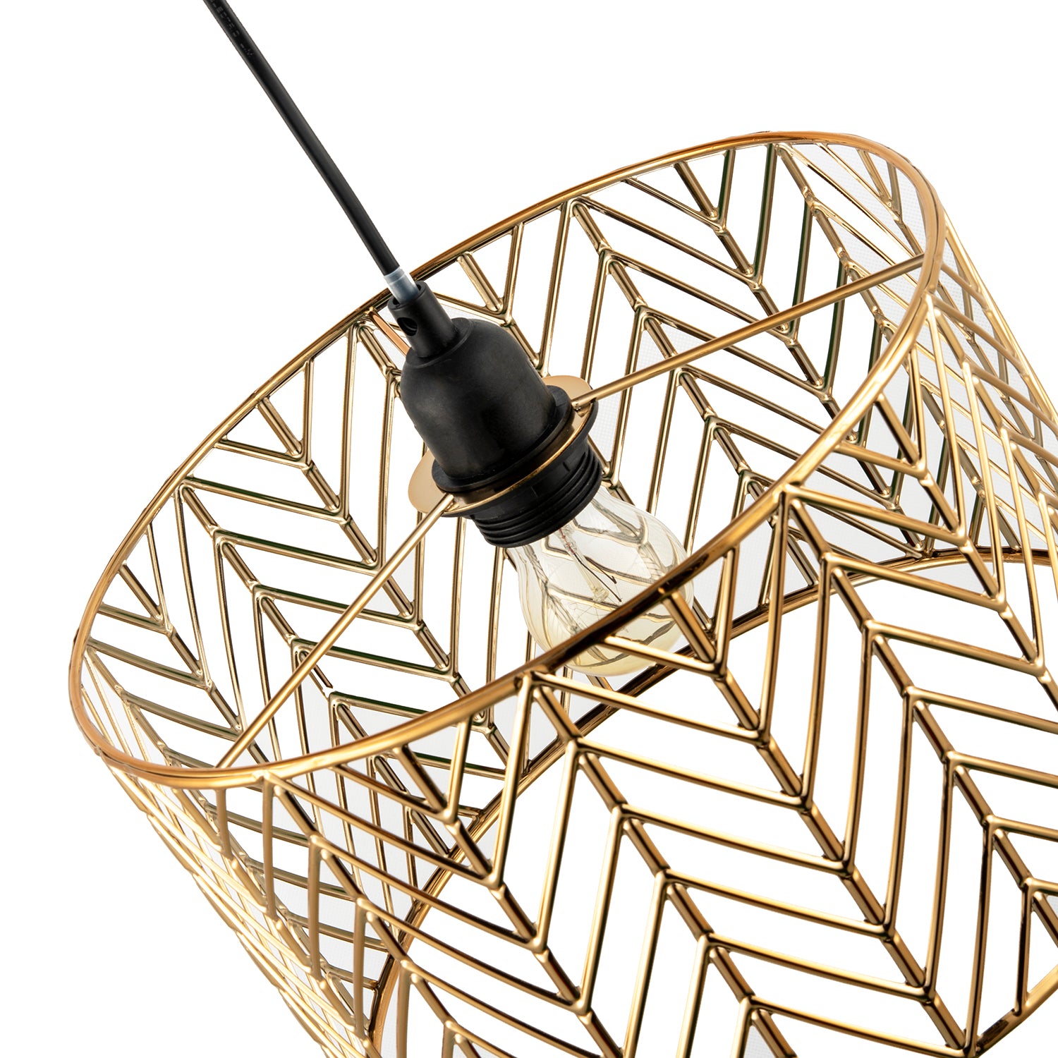 Art Deco Zig Zag Design Pendant Light Shade in Polished Gold Plating Image 4
