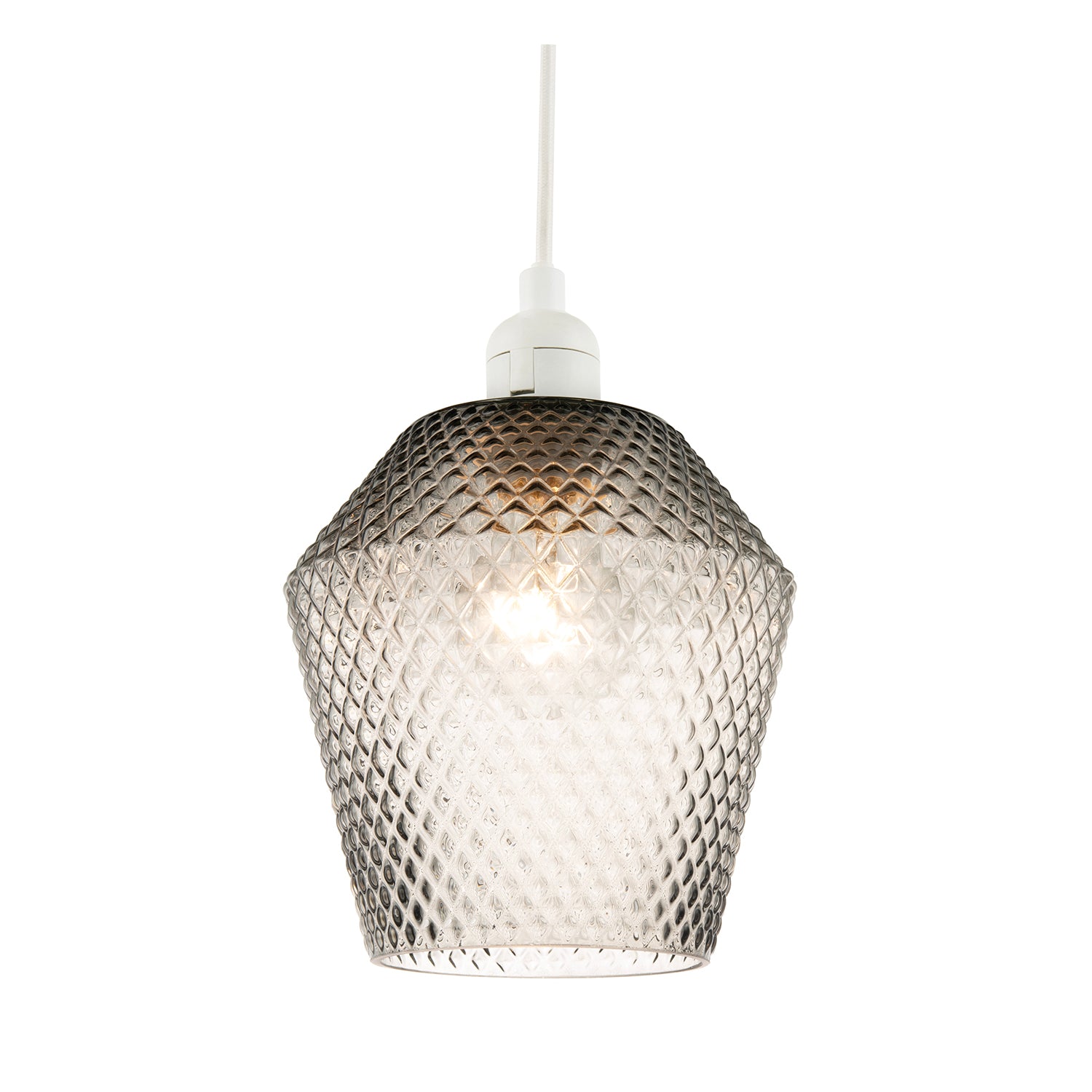 Modern and Compact Diamond Design Smoked Grey Glass Pendant Shade Image 2