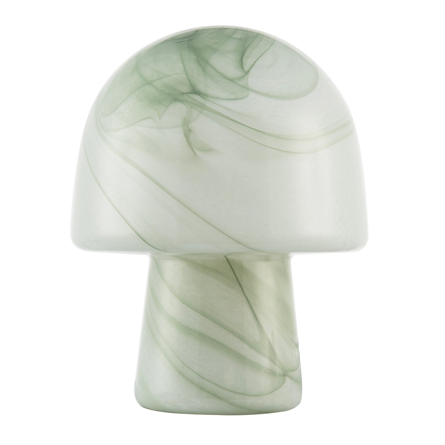 Modern Unique Green and White Marble Effect Glass Mushroom Table Lamp Image 1