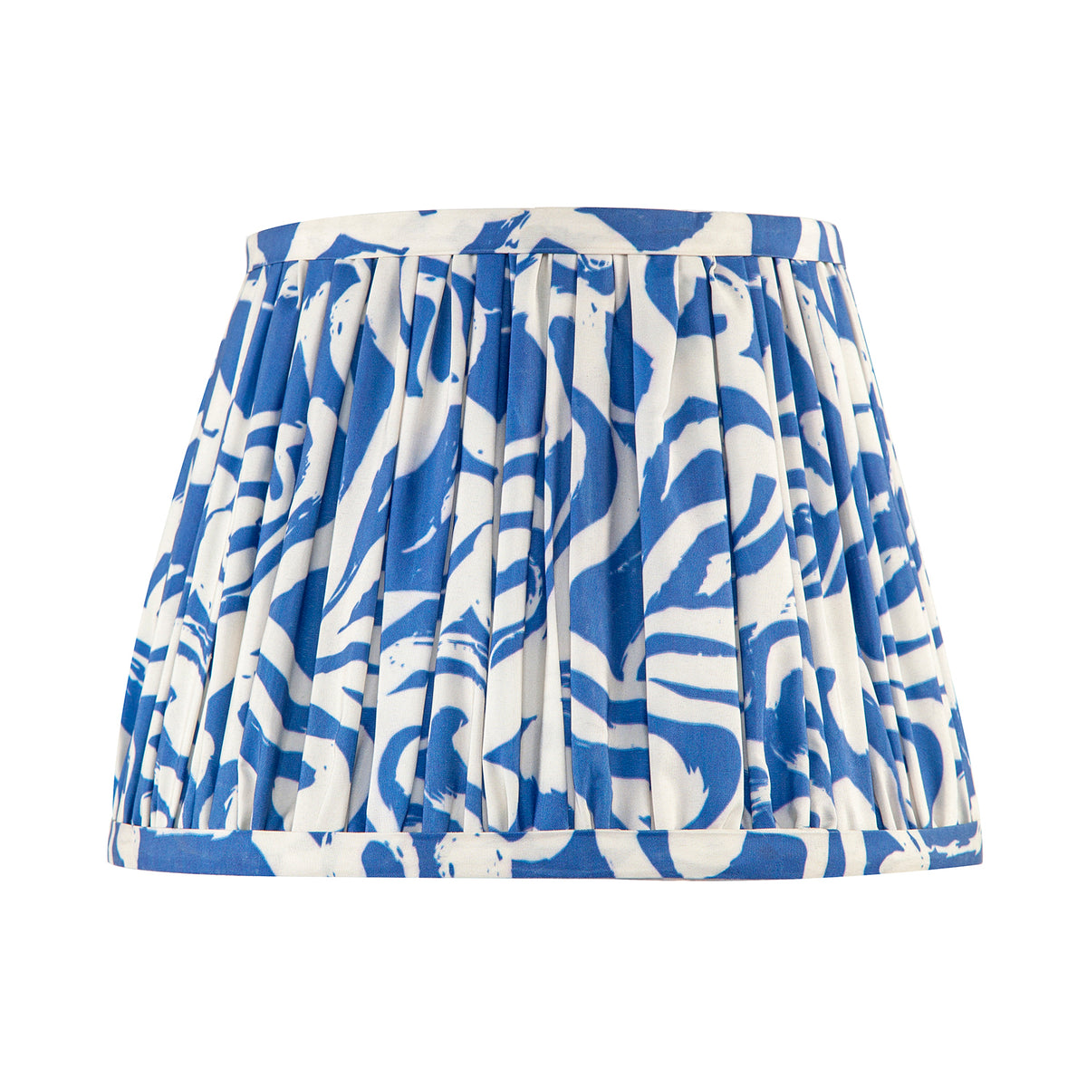 Modern Blue Nova Pleated Cotton Fabric Lamp Shade with Tapered Design Image 1