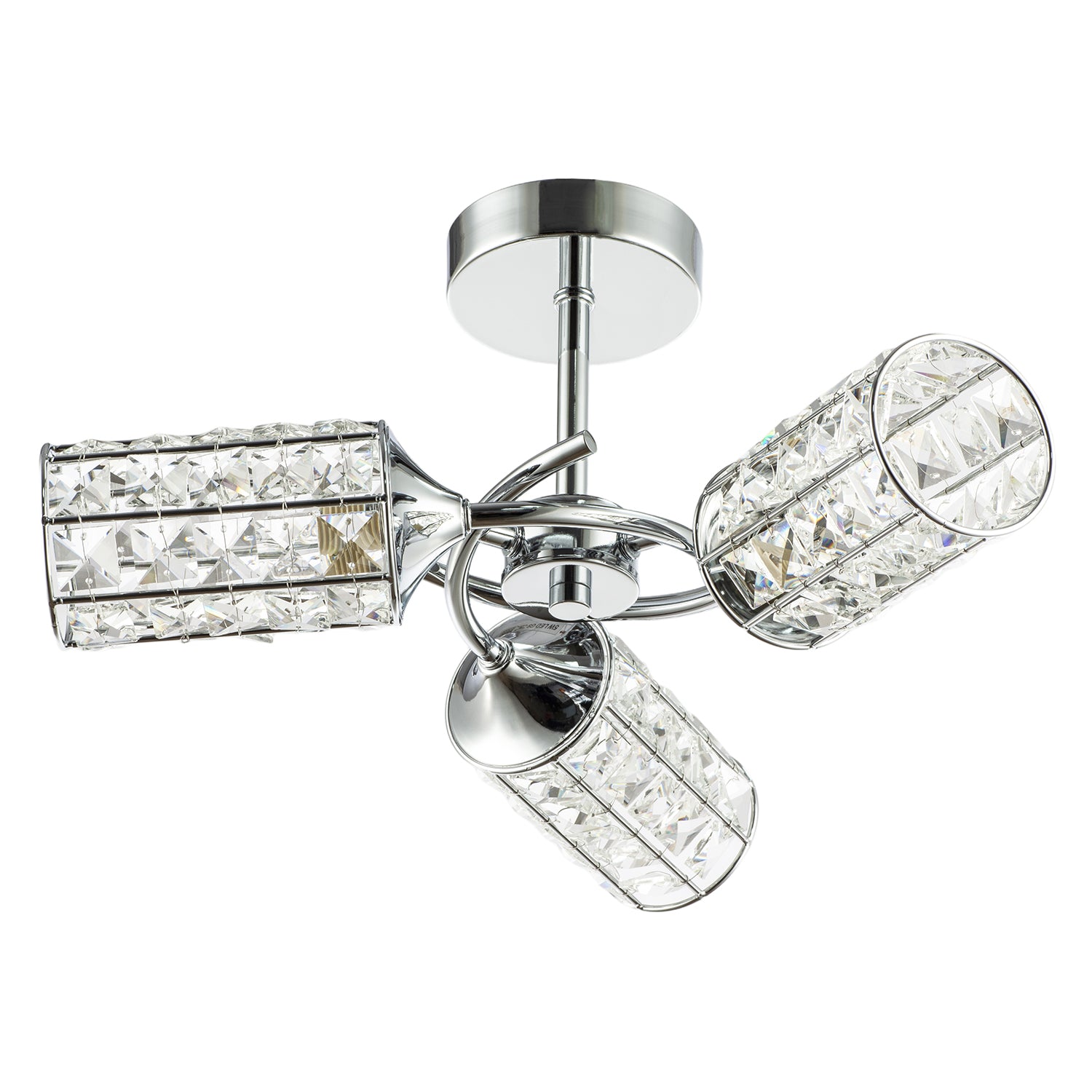 Modern Chrome Ceiling Light with Cylindrical Acrylic Beaded Shades Image 1
