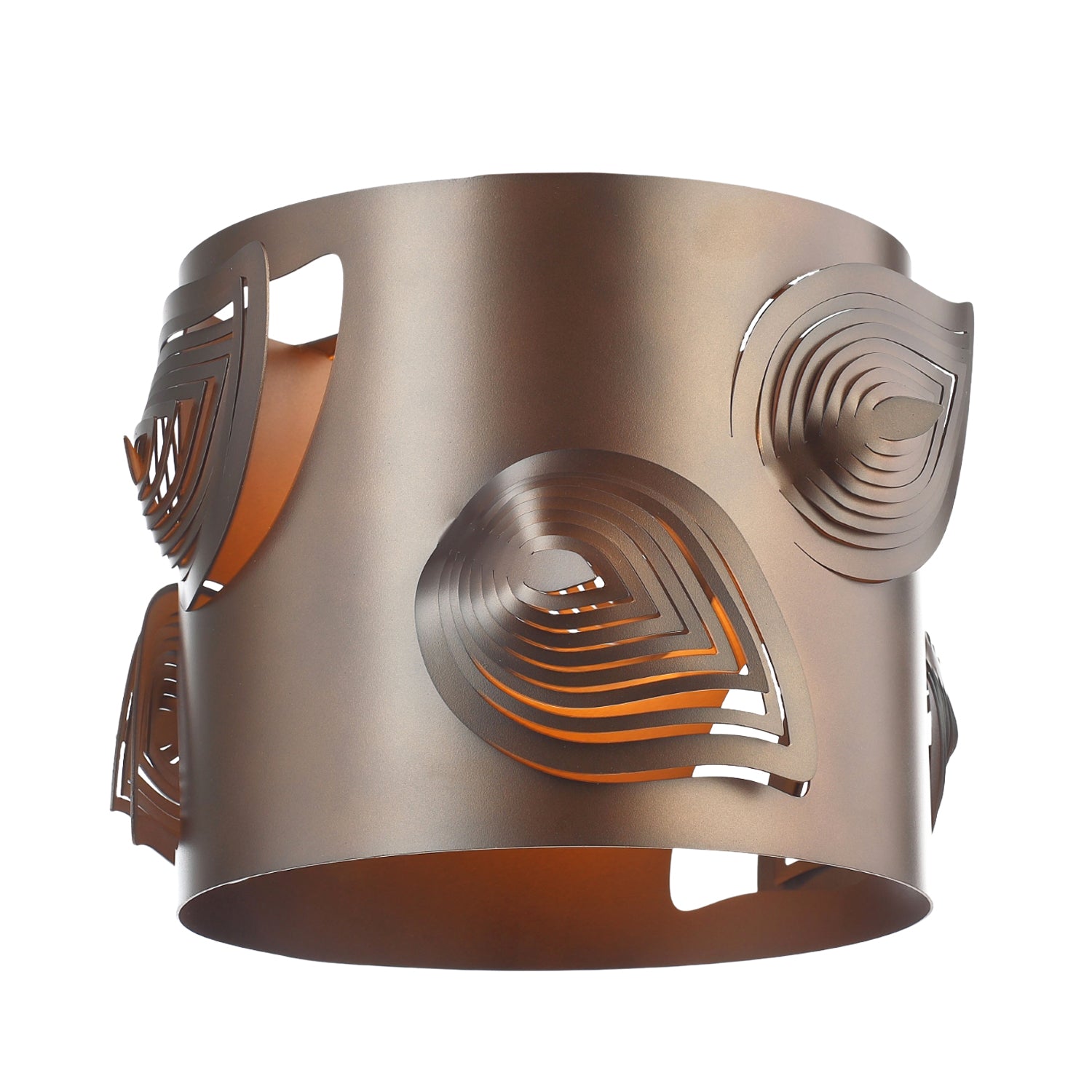 Matte Bronze Solid Metal Easy Fit Pendant Shade with Laser Cut Leaves Image 4