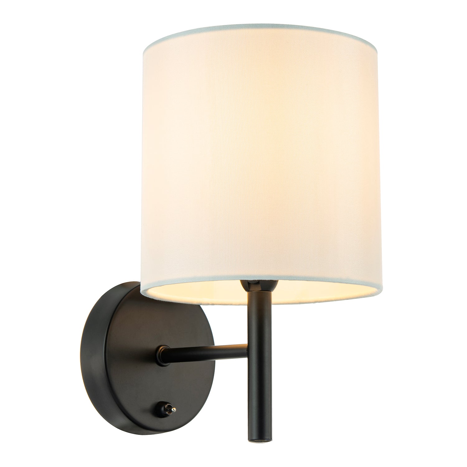 Contemporary Bedside Wall Lamp in Matte Black with Toggle Switch and Shade Image 1
