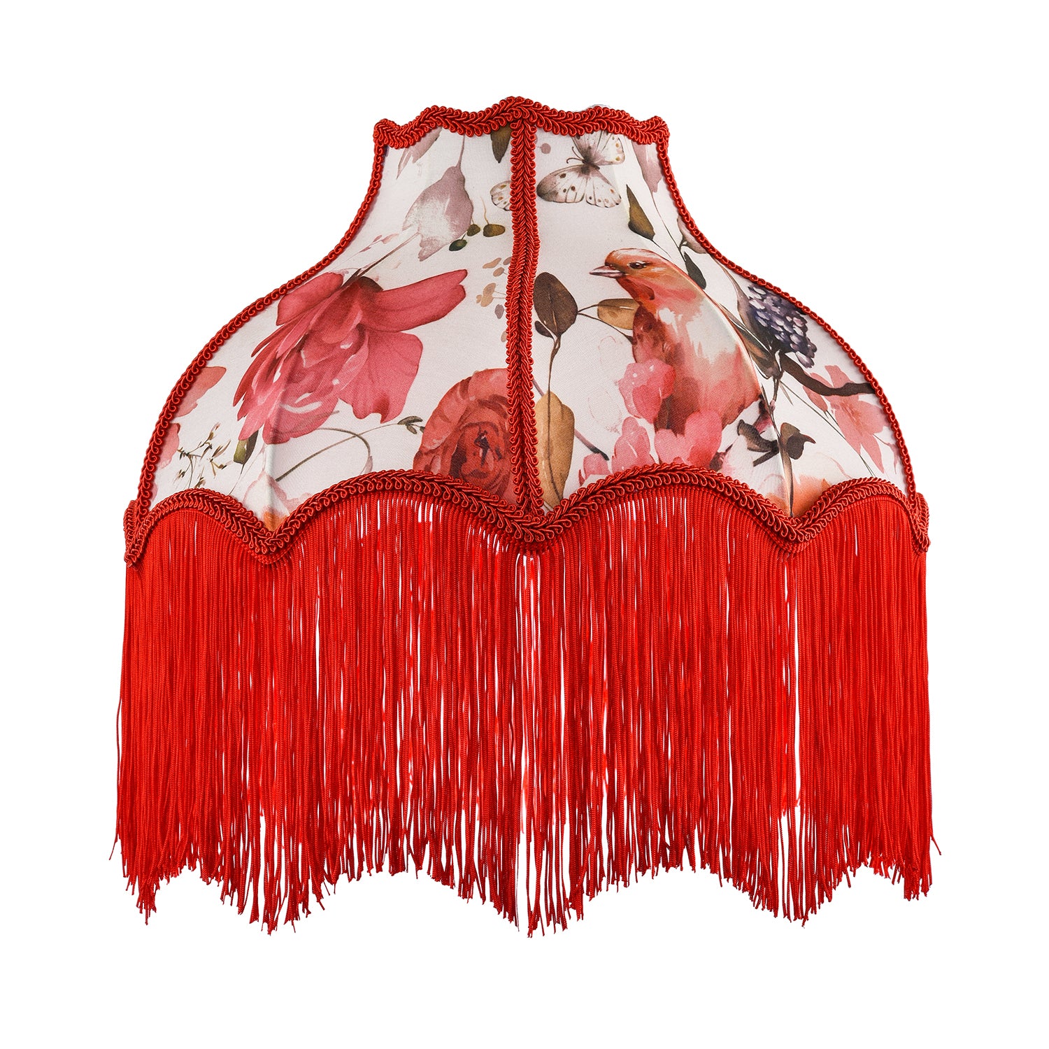 Chic Red Robin Themed Vintage Victorian Style Cotton Fabric Lamp Shade Image 1