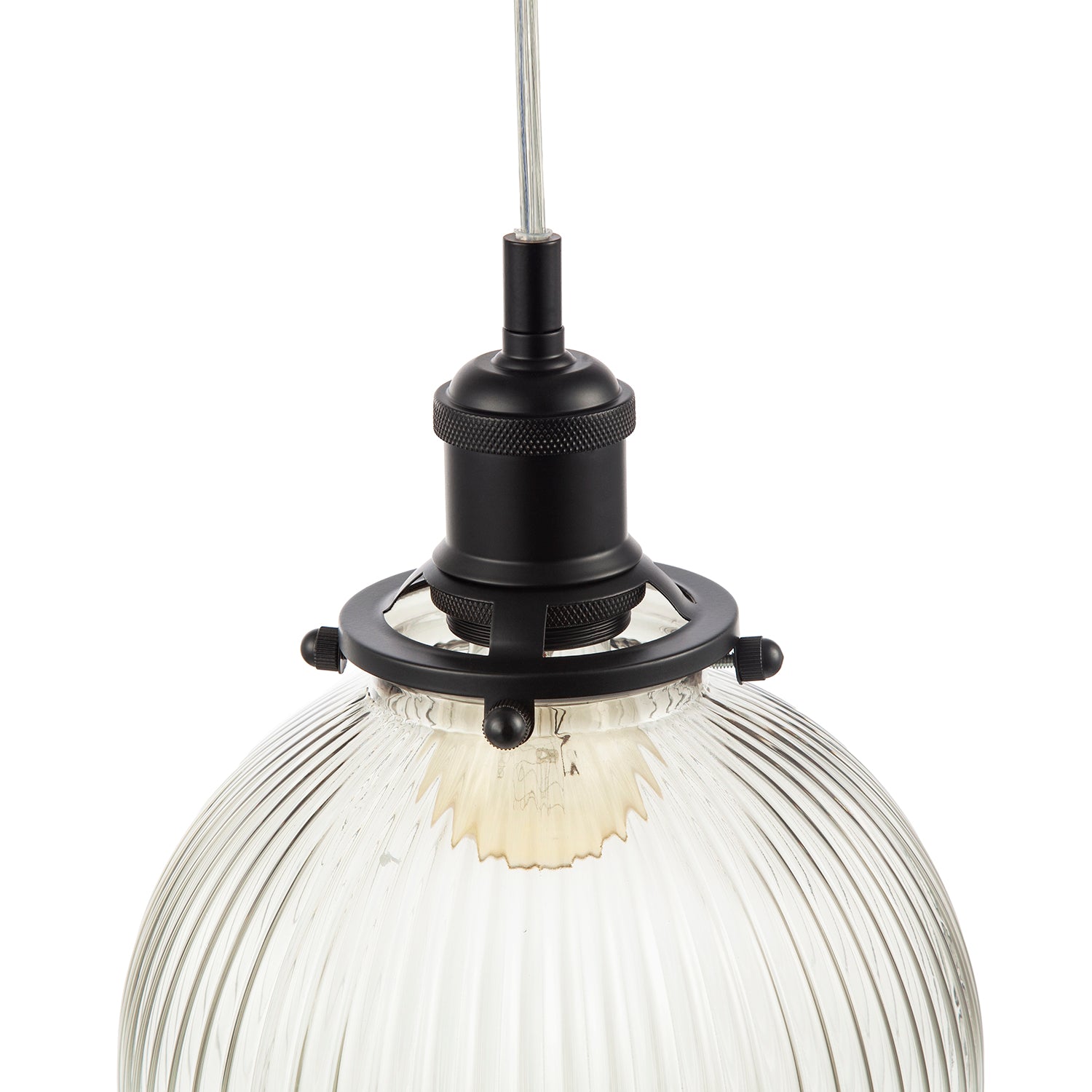 Traditional Vintage Lantern Pendant Light in Matte Black with Glass Shade Image 5