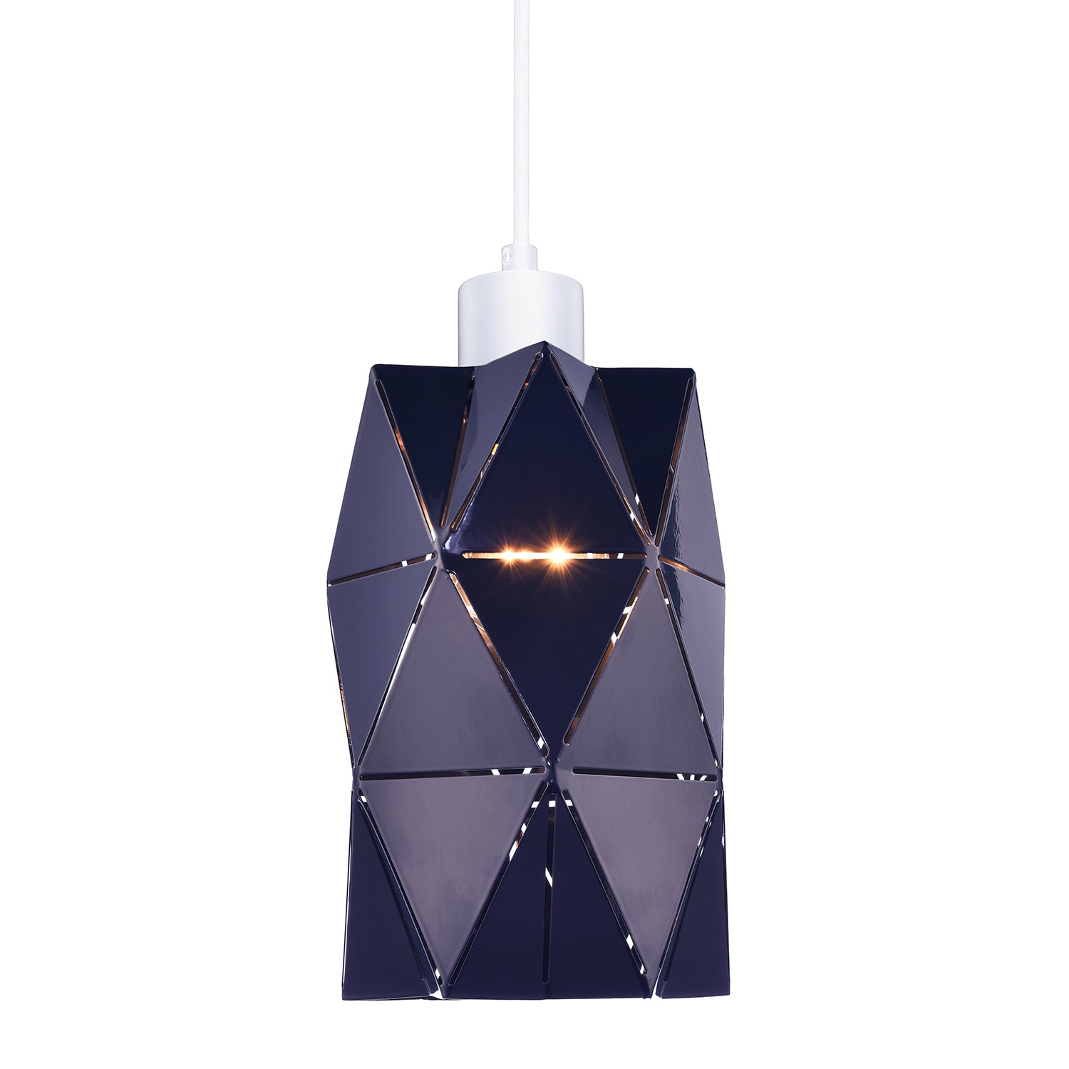 Modern Midnight Blue Metal Pendant Shade with Diamond Shaped Cut Outs Image 2