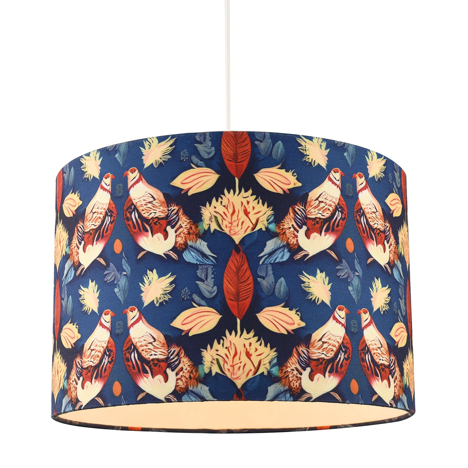 Bohemian Styled Navy Blue Shade with Vivid Floral and Pigeon Patterns Image 2