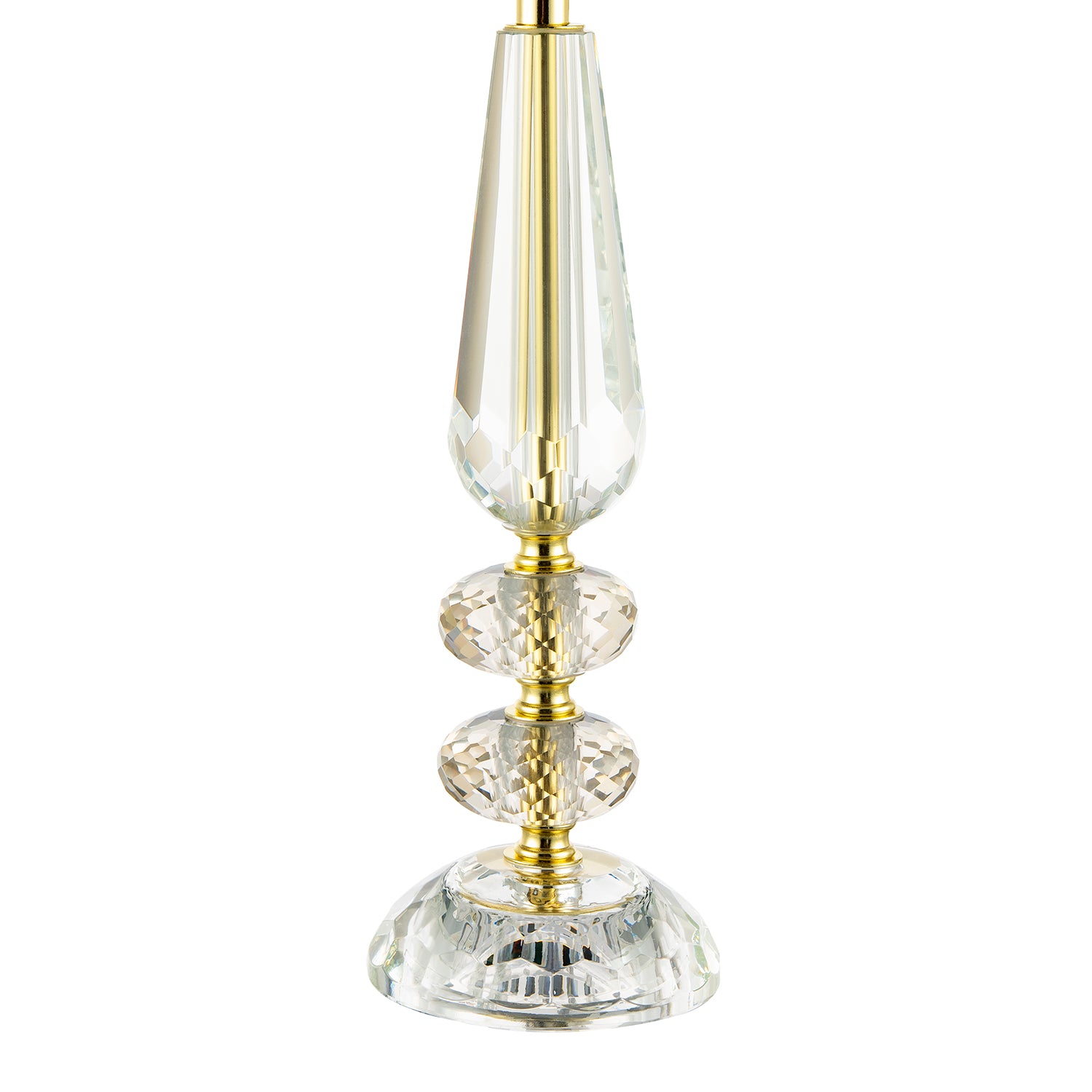 Designer Clear K9 Crystal Glass and Gold Table Lamp Base with Faceted Spheres Image 2