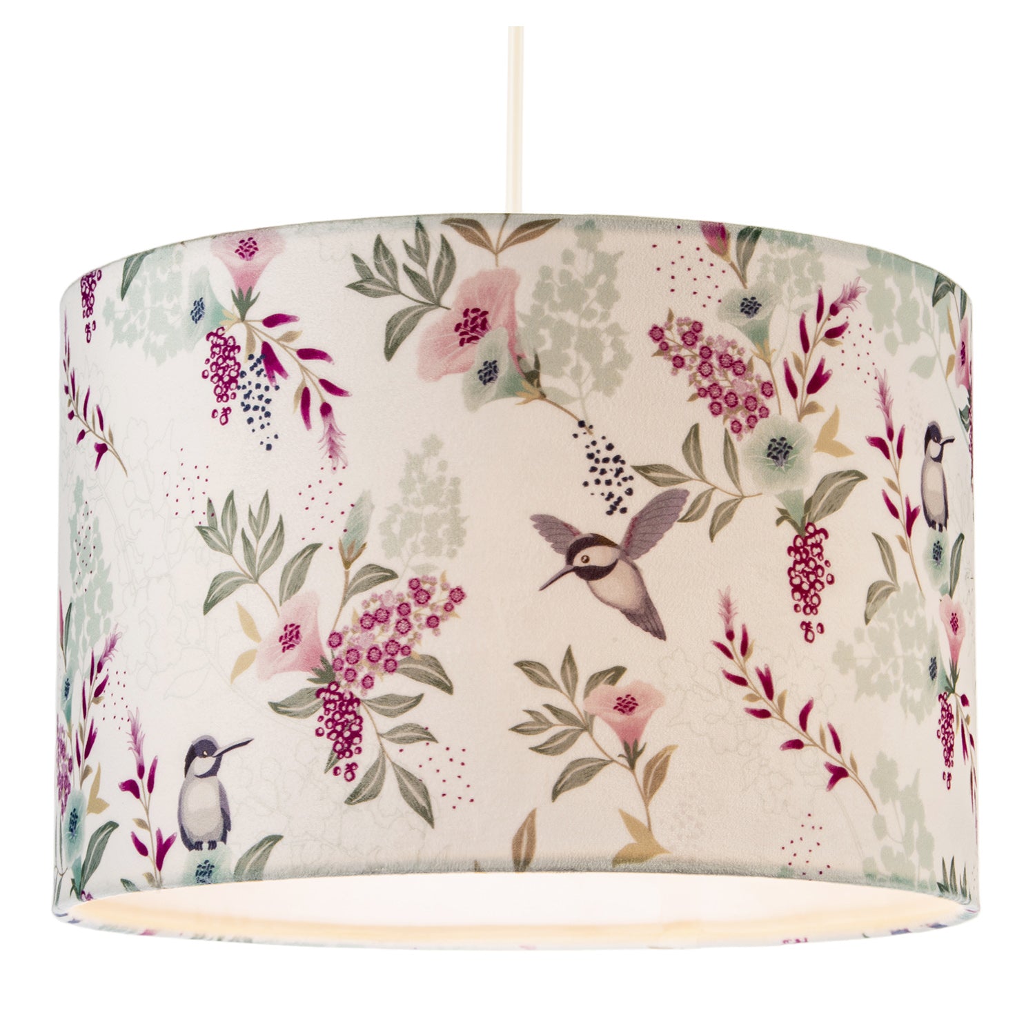 Charming Botanical Woodland-Inspired Velvet Fabric Circular Lampshade Image 2