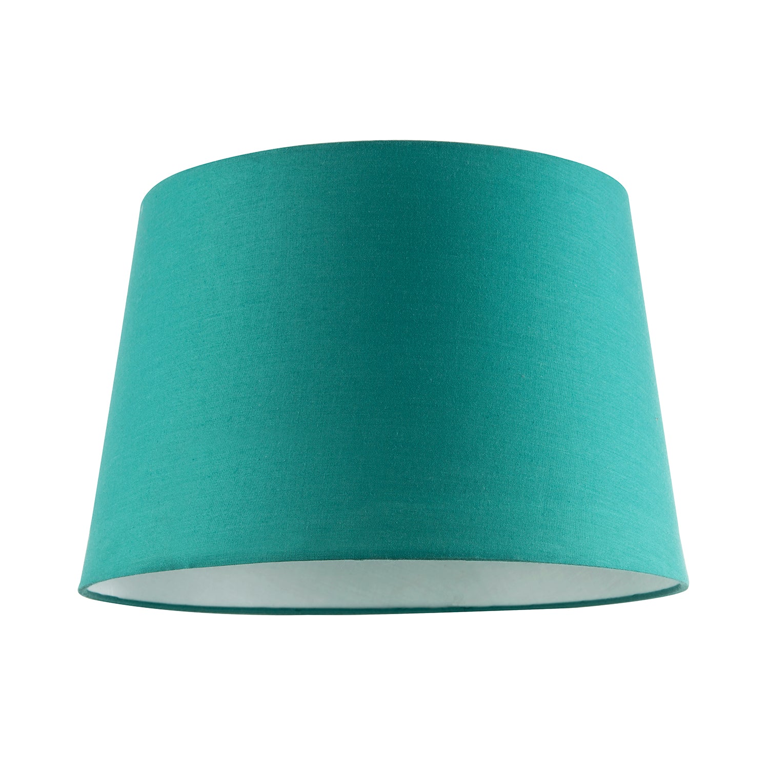 Vivid Teal Cotton Fabric 12inch Drum Lampshade with White Cotton Inner Image 1