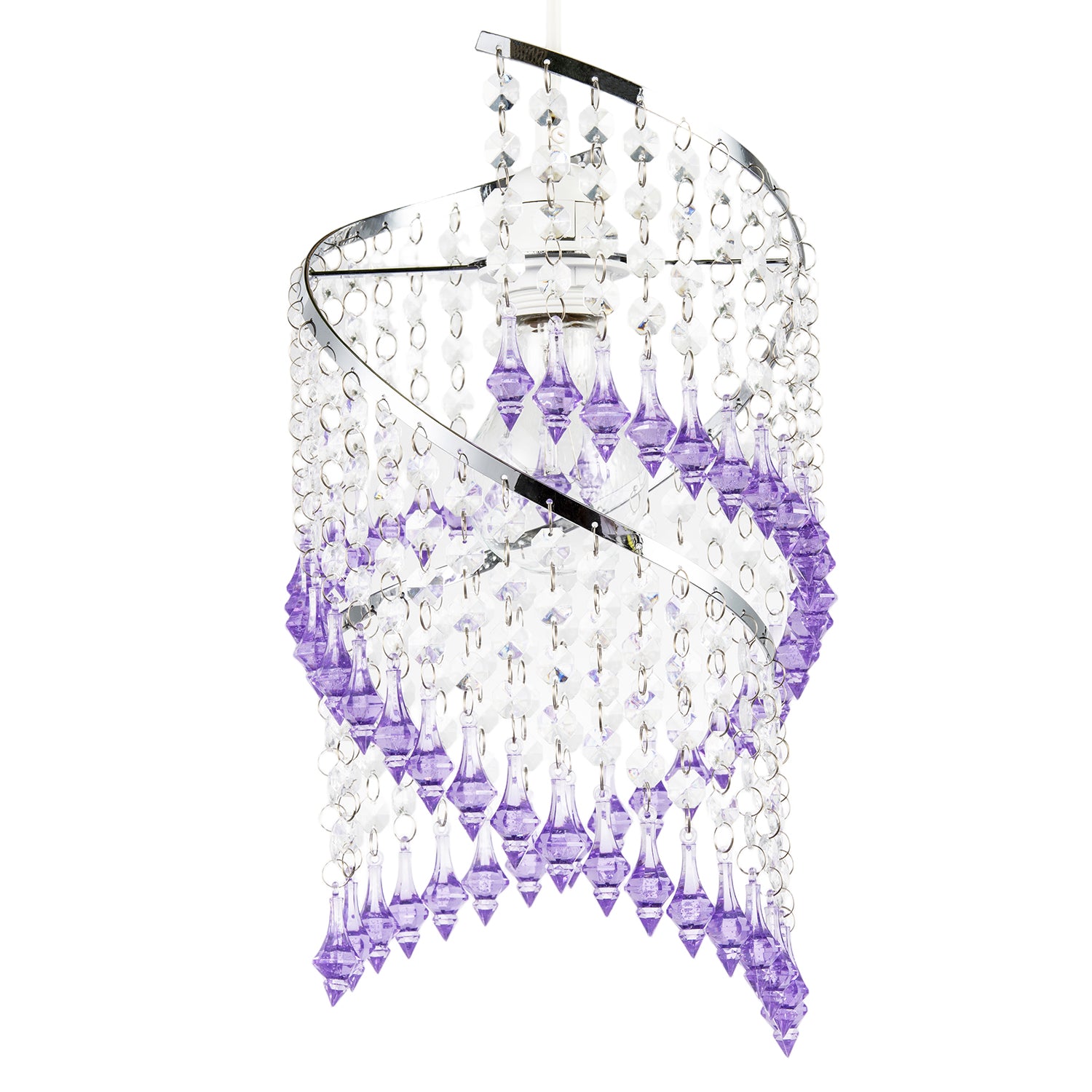 Modern Spiral Waterfall Pendant Shade with Purple and Clear Acrylic Image 1