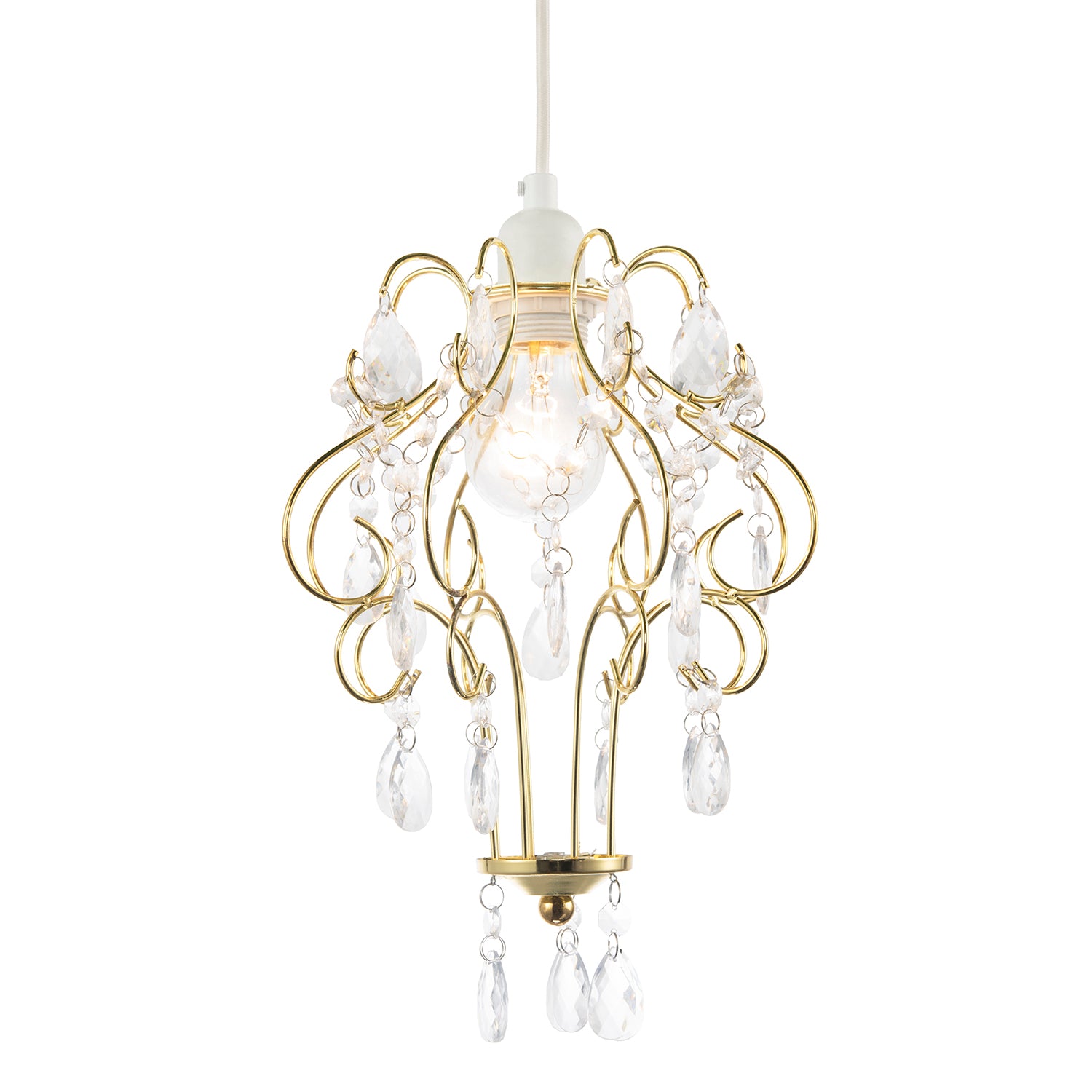 Polished Gold Shabby Chic Chandelier Style Pendant Shade with Acrylic Image 2