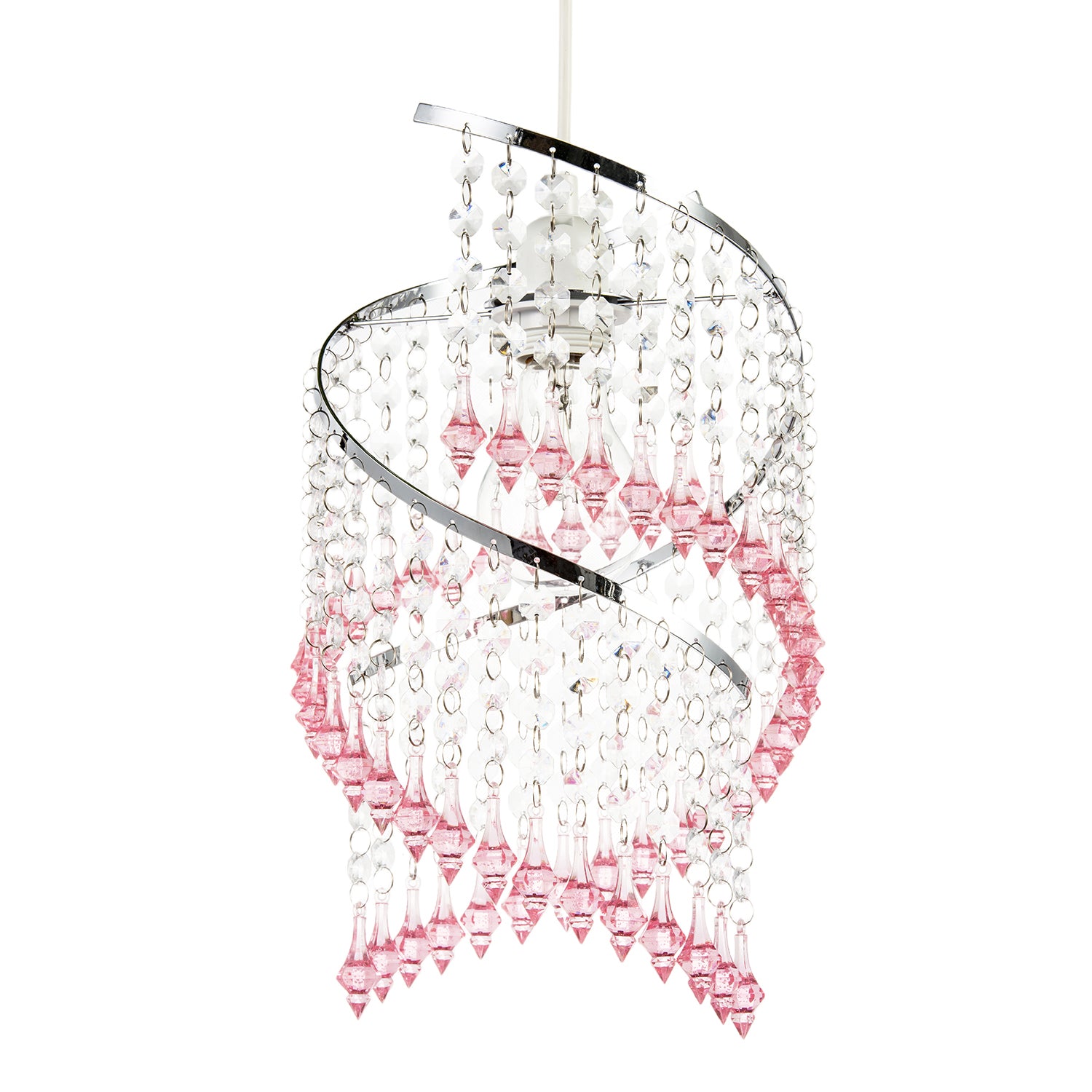Modern Spiral Waterfall Pendant Shade with Pink and Clear Acrylic Image 1