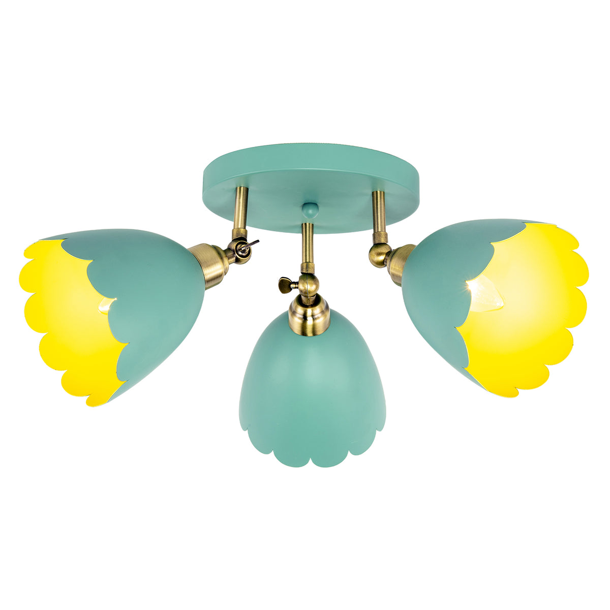 Modern Pale Sage Green Ceiling Spotlight Fitting with Scalloped Shades Image 1
