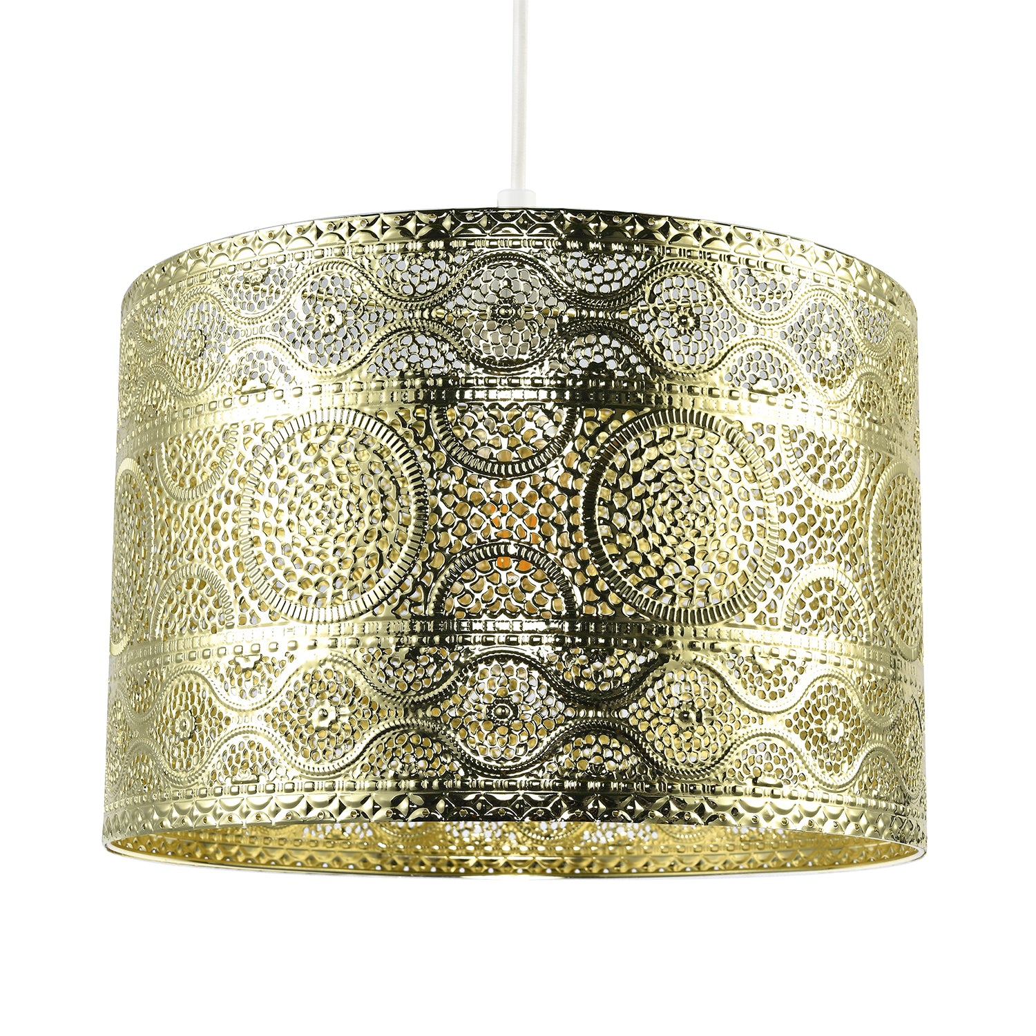 Ornate Moroccan Designed Pendant Shade with Wavy Lines and Circles Image 2