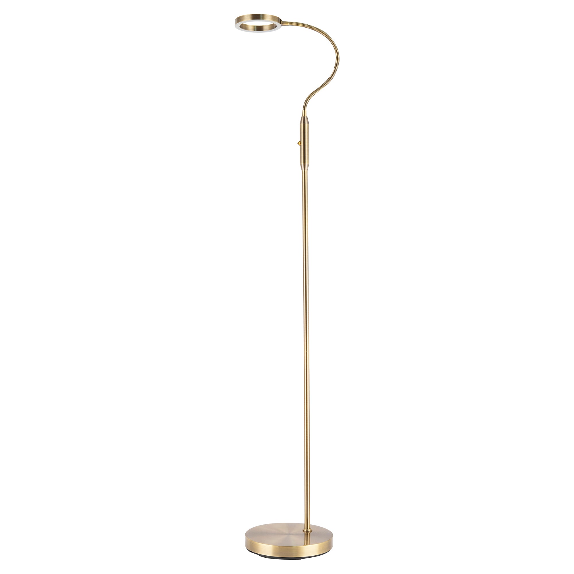 Modern Antique Brass Task Floor Lamp with LED Halo Ring and CCT Dimmer Image 1