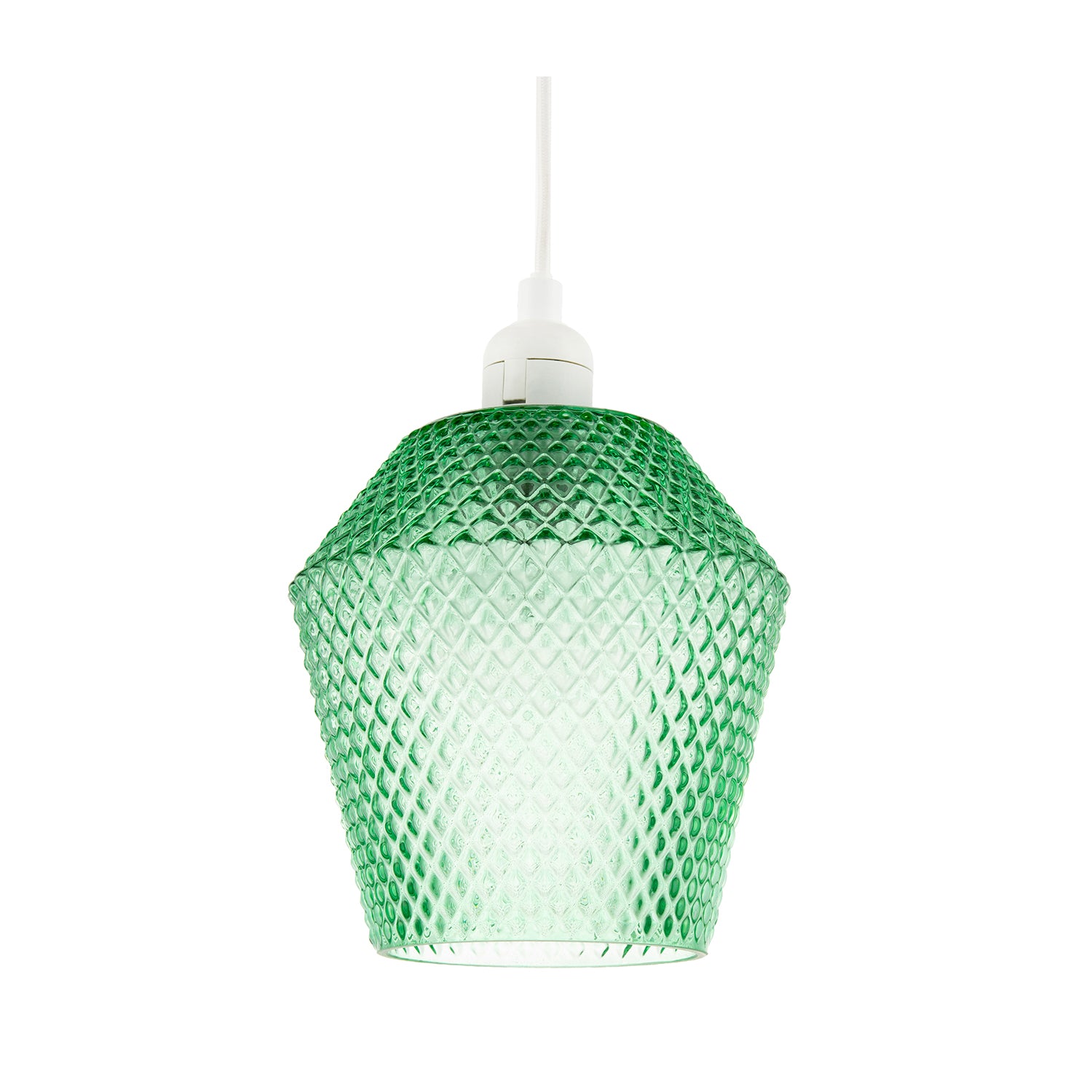Modern and Compact Diamond Design Emerald Green Glass Pendant Shade Image 1