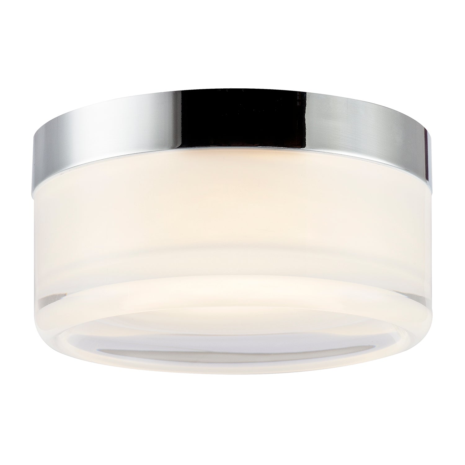 Designer Polished Chrome LED Bathroom Ceiling Light with Opal Glass Image 2
