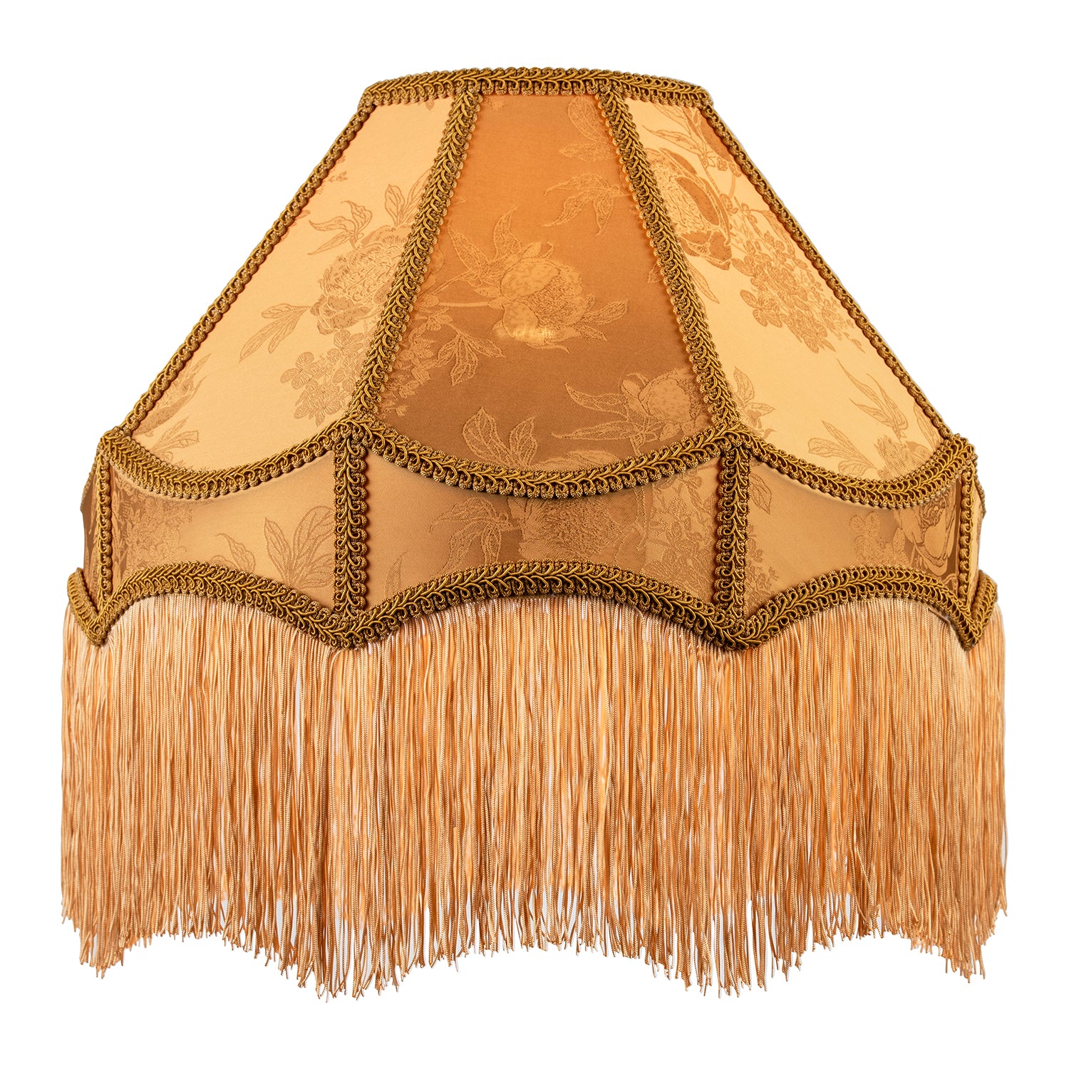 Gold Faux Silk Large Victorian Lamp Shade with Textured Floral Decor Image 1