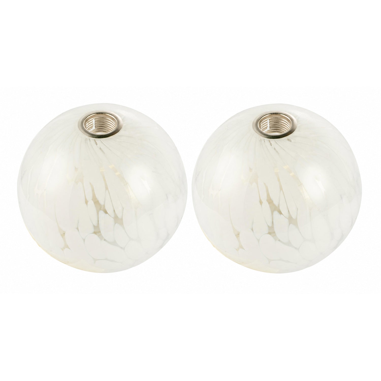 Stylish Pair of Round White Snowflake Glass Shades for G9 Lamp Holders Image 1