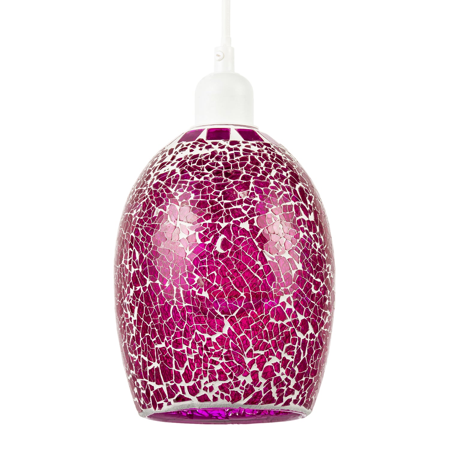 Vibrant Crackle Mosaic Glass Pendant Lighting Shade in Strong Magenta Image 1