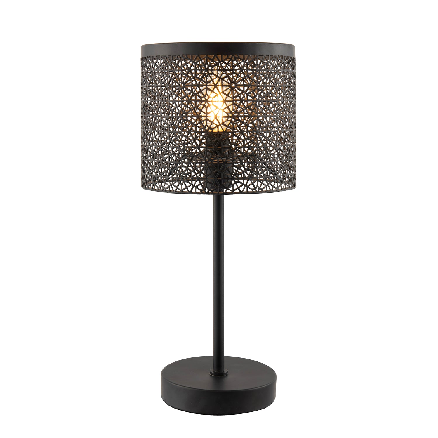 Classic Chic Moroccan Themed Matte Black Table Lamp with Inline Switch Image 2