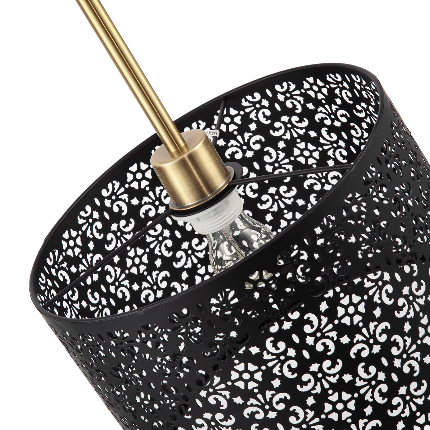 Marrakech Designed Matte Black Metal Pendant Light Shade with Floral Decoration Image 4