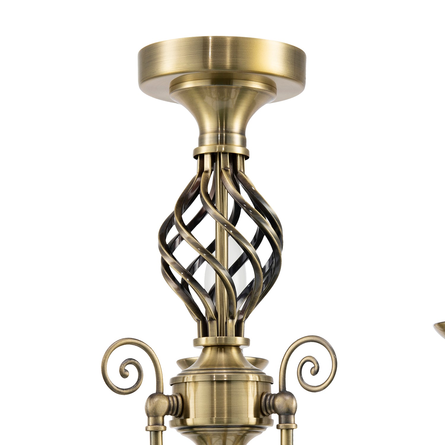 Traditional Classic Antique Brass Chandelier Ceiling Light with Twisted Knot Image 3