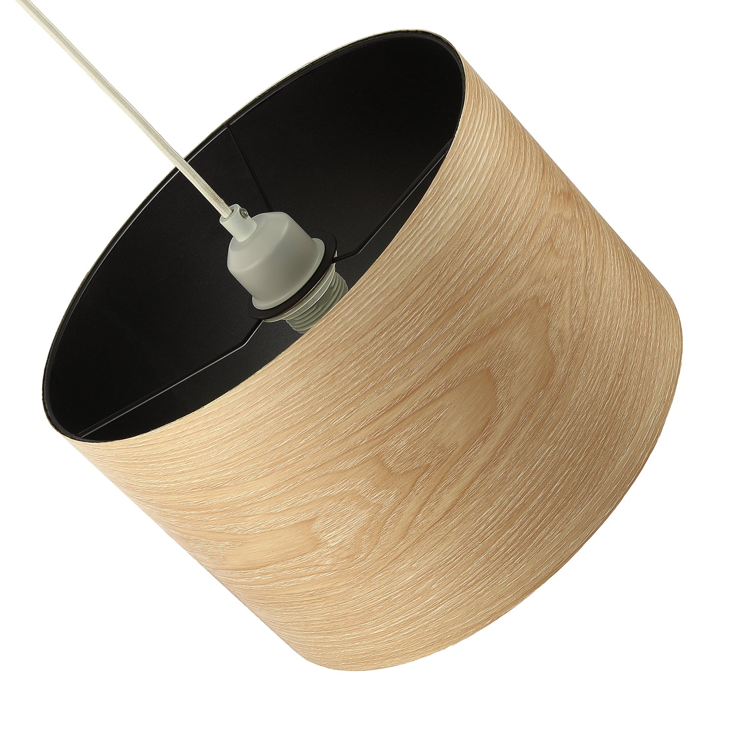 Designer Bamboo Wood Effect Round Lamp Shade with Inner Black Lining Image 5