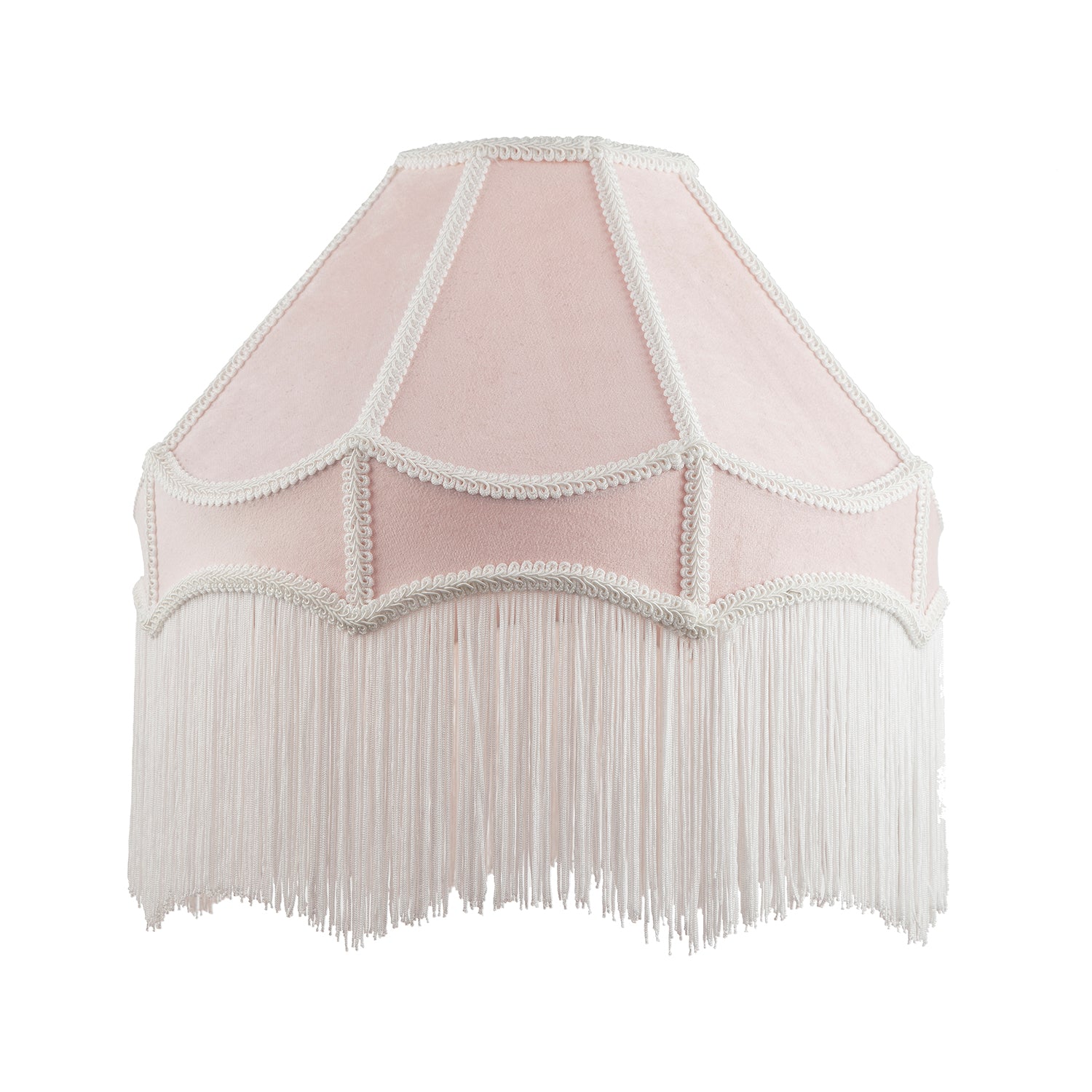 Traditional Victorian Empire 40cm Lamp Shade in Soft Pink with Tassels Image 1