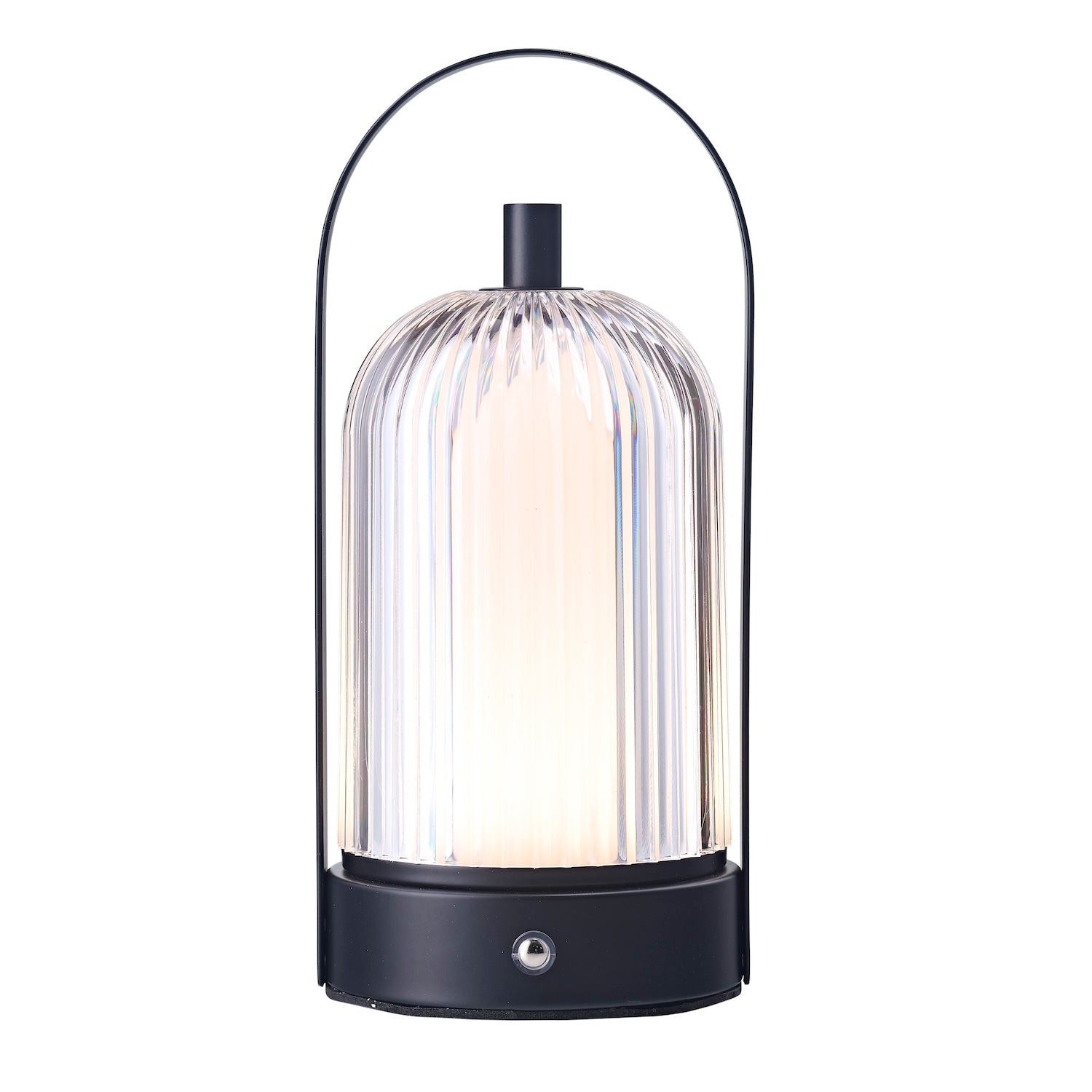Lantern Rechargeable Touch Dimmable Matte Black Table Lamp with Clear Shade Image 2